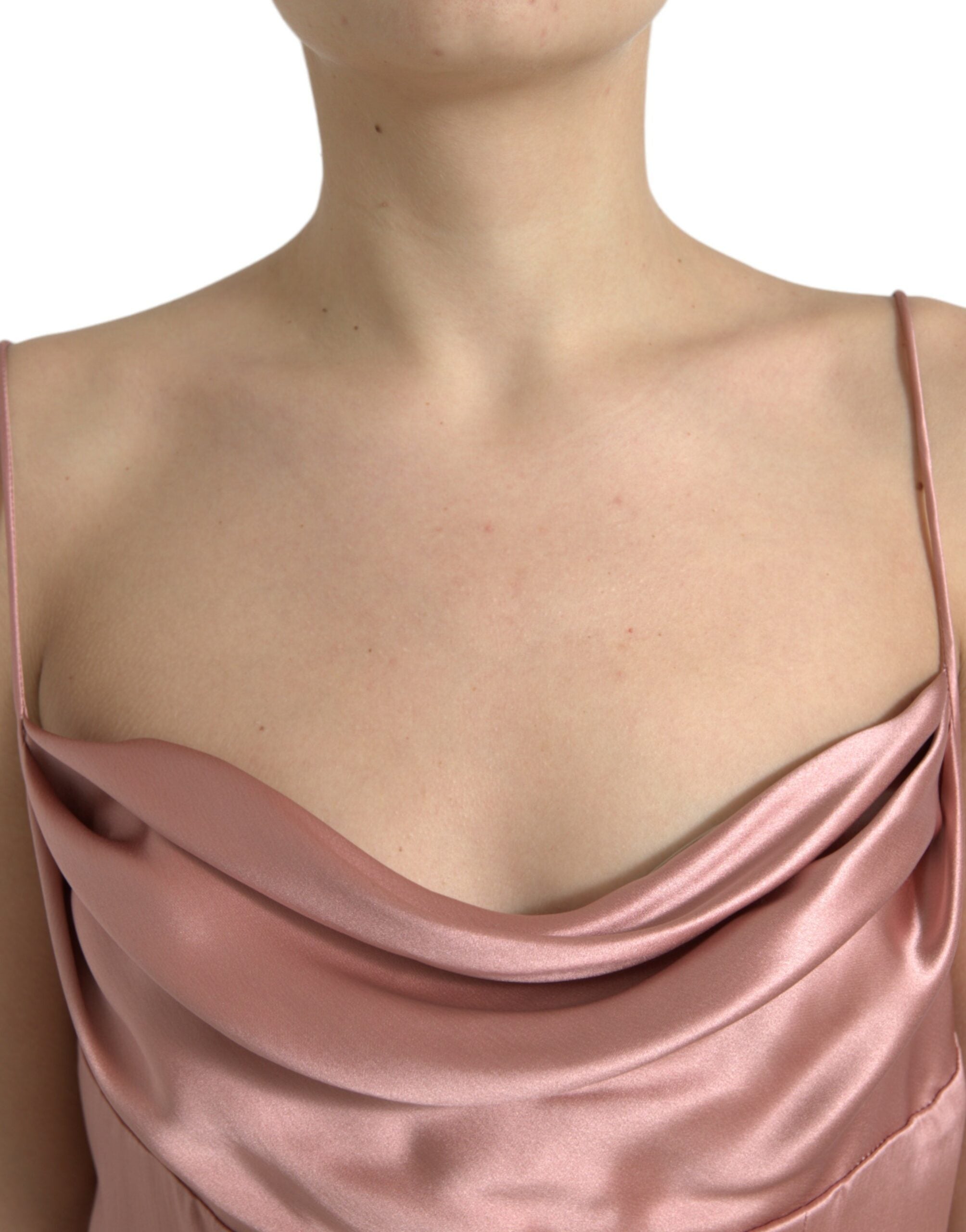Dolce & Gabbana Pink Silk Spaghetti Straps Long Gown Dress Dolce & Gabbana