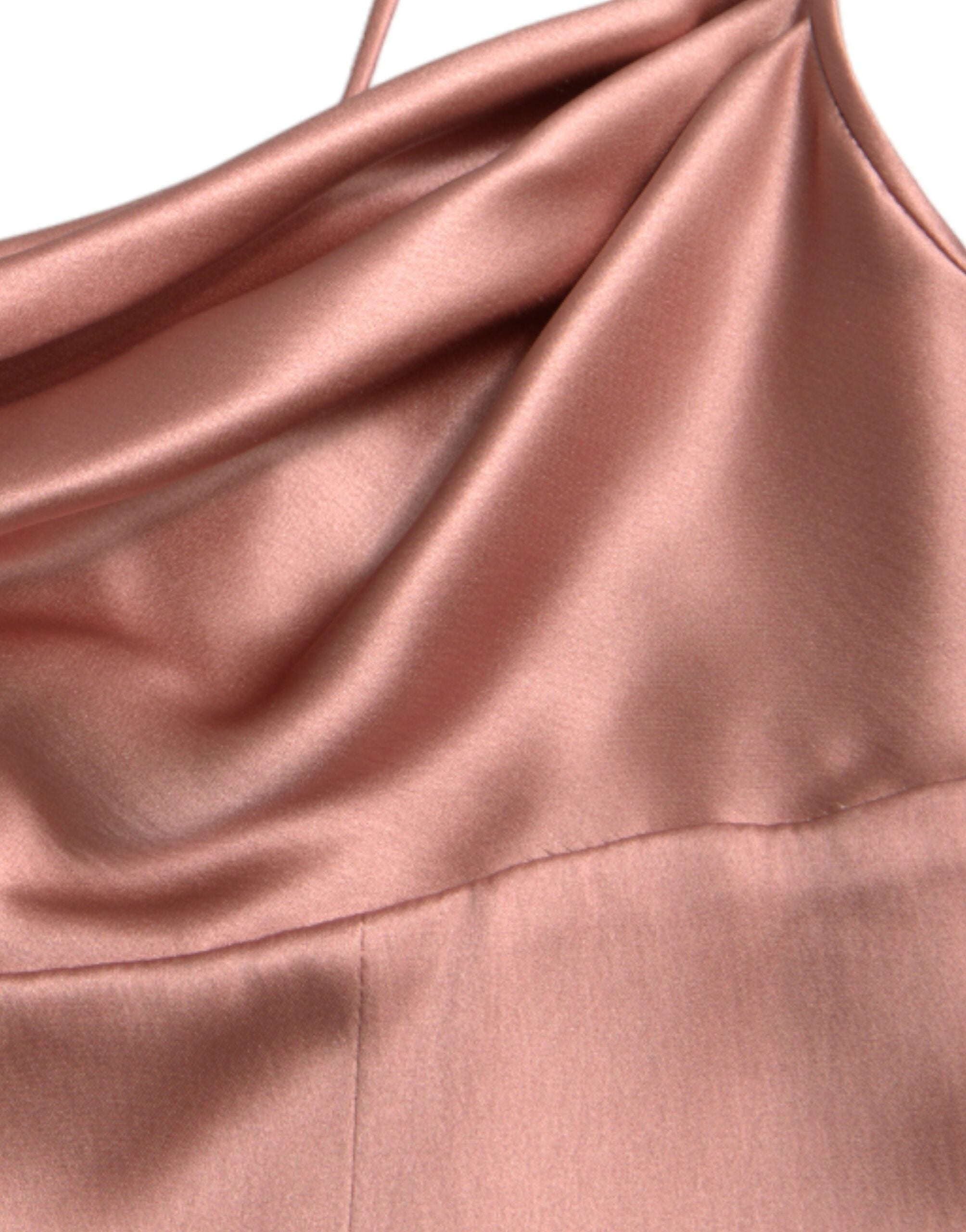 Dolce & Gabbana Pink Silk Spaghetti Straps Long Gown Dress Dolce & Gabbana