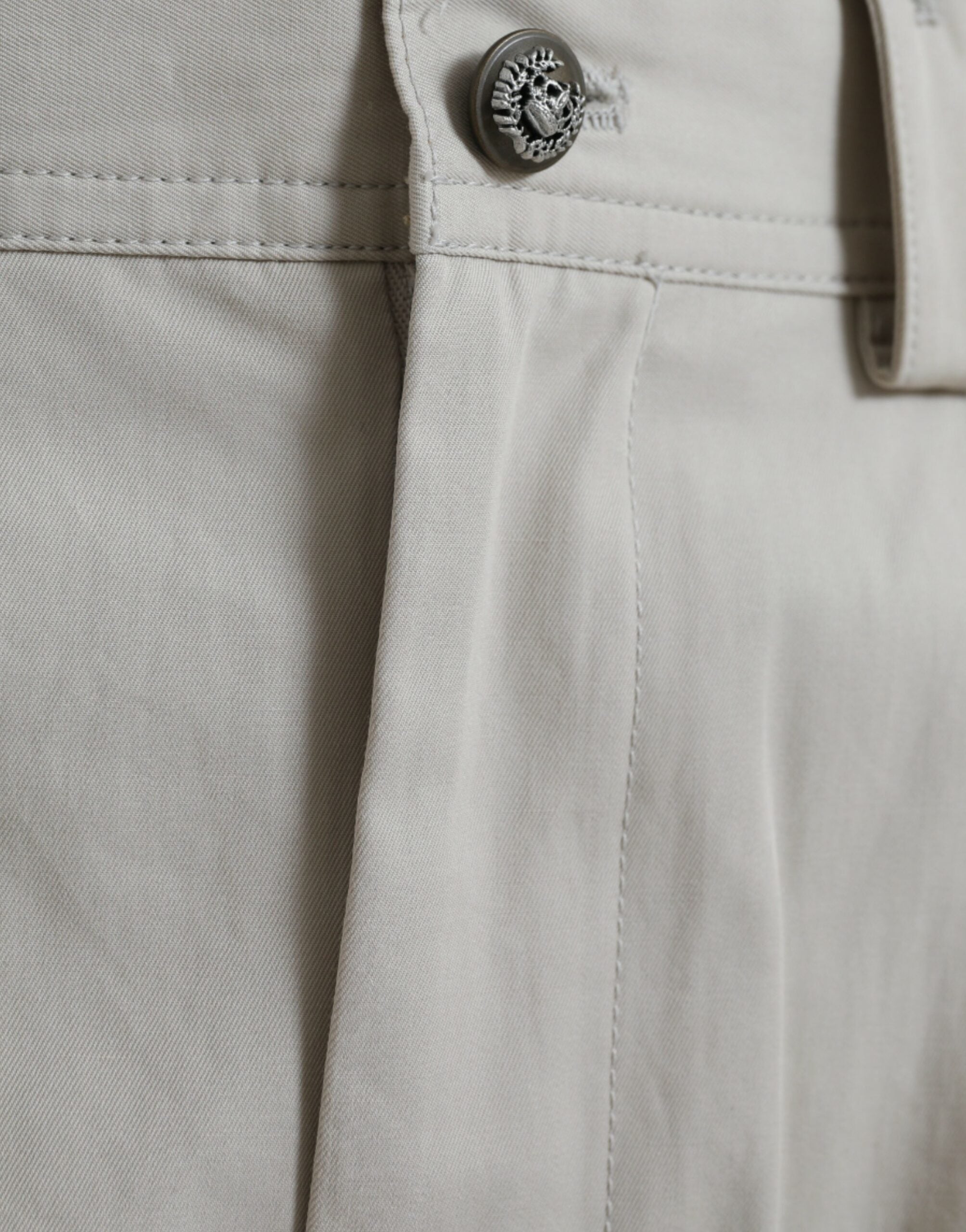 Dolce & Gabbana Beige Cotton High Waist Tapered Pants Dolce & Gabbana
