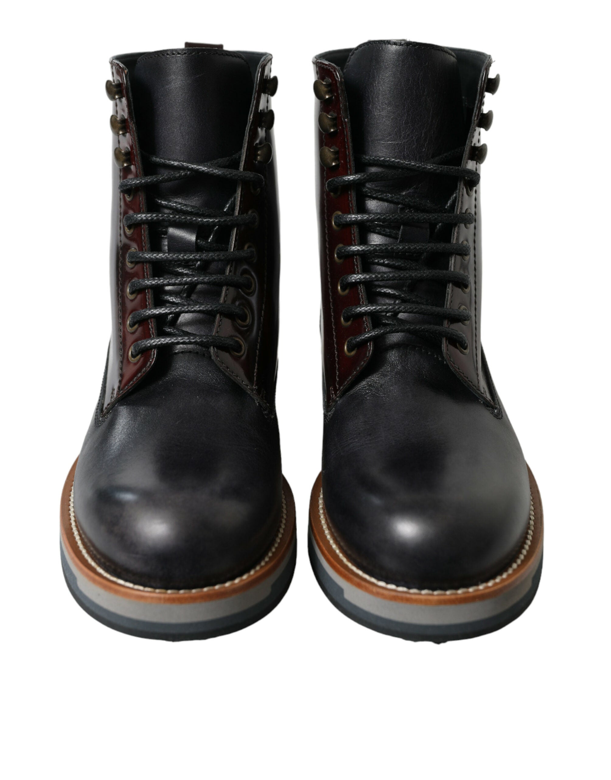 Dolce & Gabbana Black Leather Military Combat Boots Shoes Dolce & Gabbana