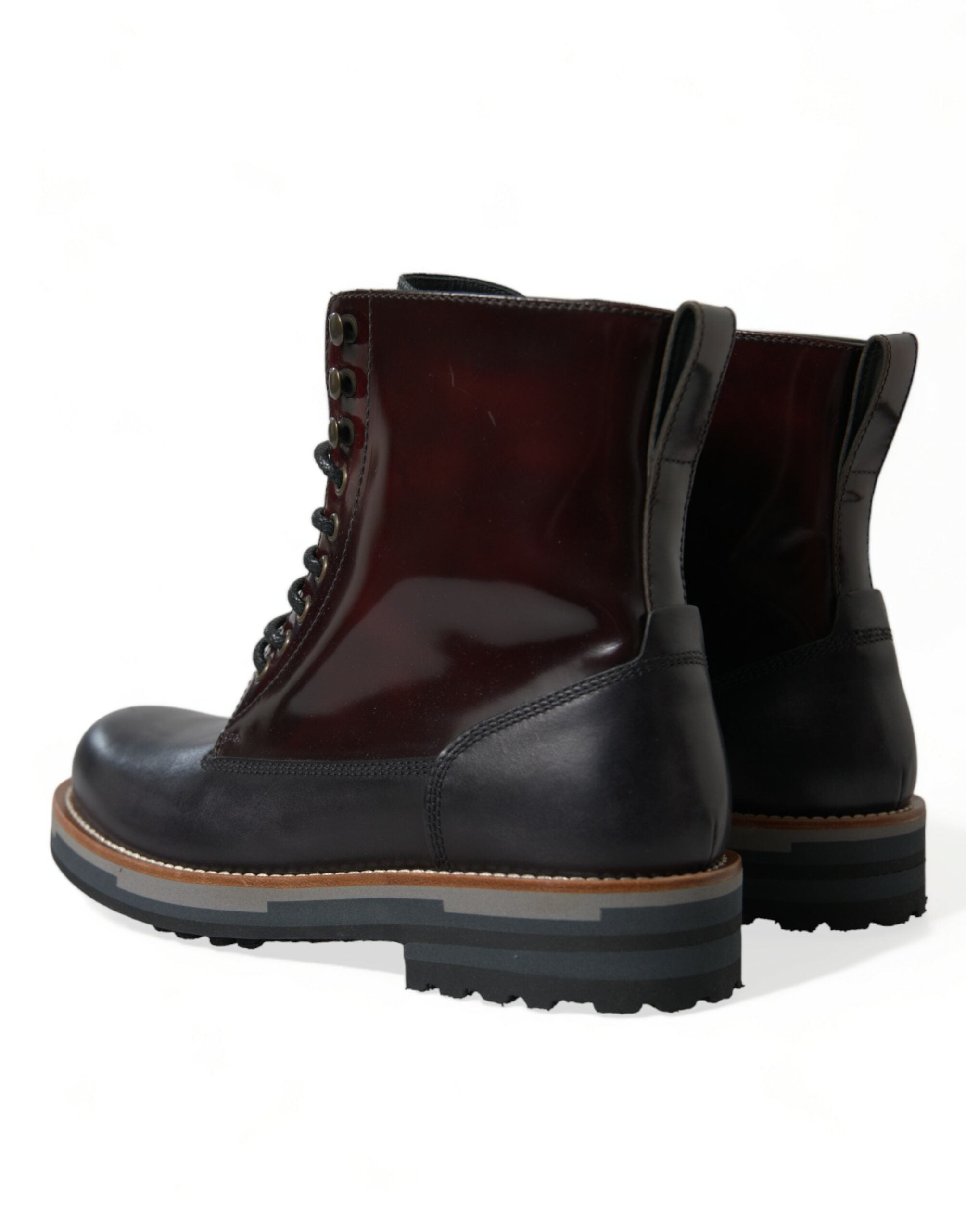 Dolce & Gabbana Black Leather Military Combat Boots Shoes Dolce & Gabbana