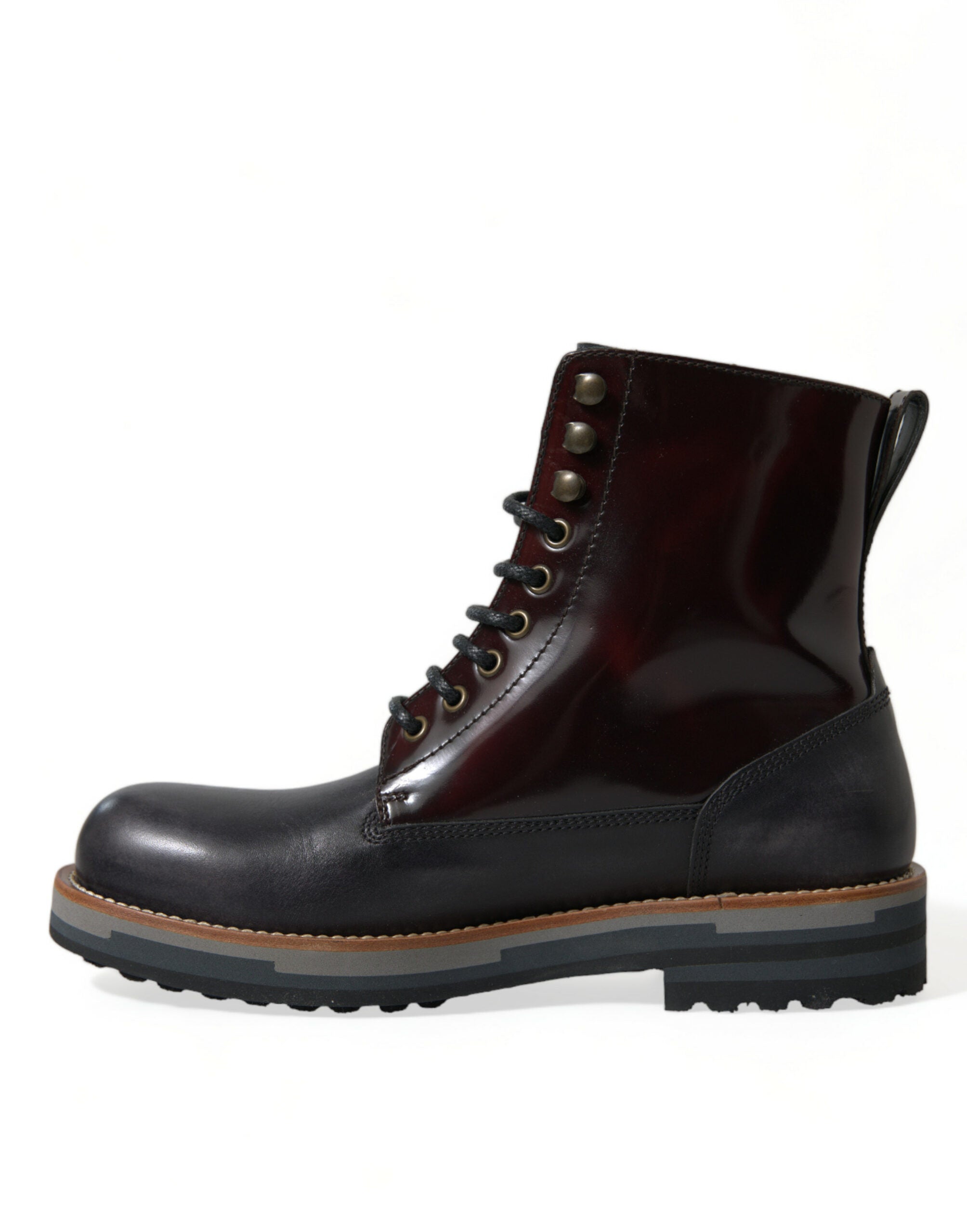 Dolce & Gabbana Black Leather Military Combat Boots Shoes Dolce & Gabbana