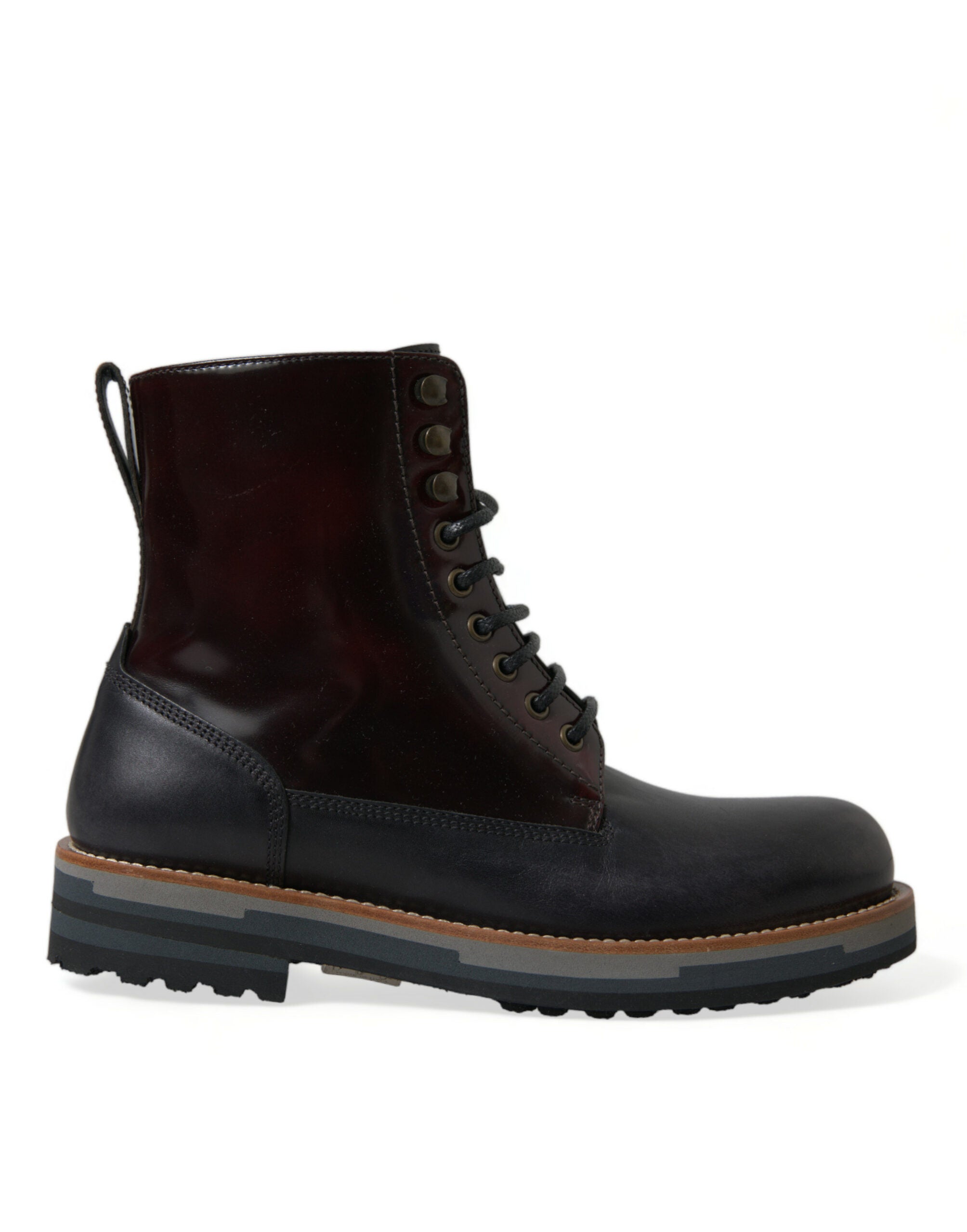 Dolce & Gabbana Black Leather Military Combat Boots Shoes Dolce & Gabbana