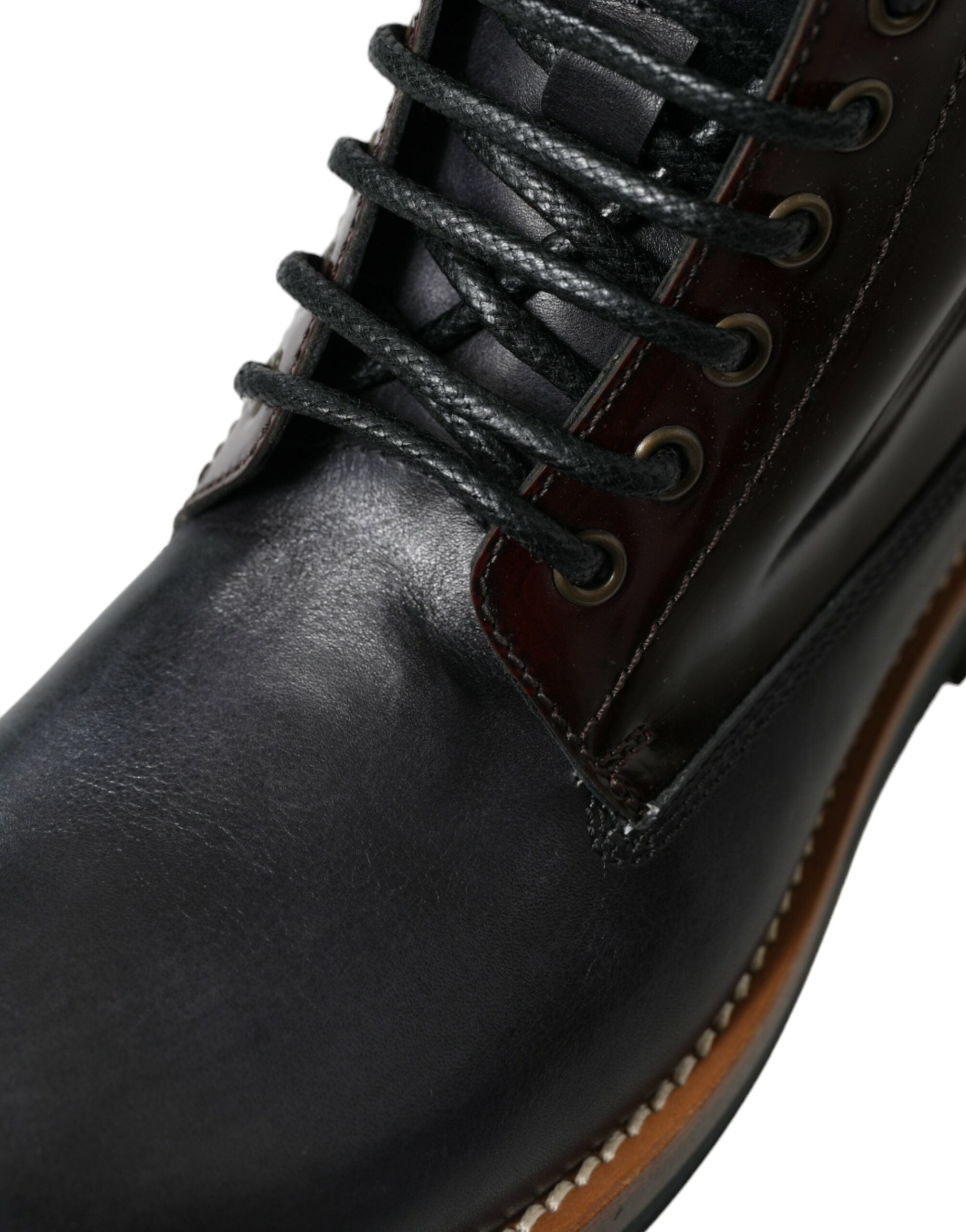 Dolce & Gabbana Black Leather Military Combat Boots Shoes Dolce & Gabbana