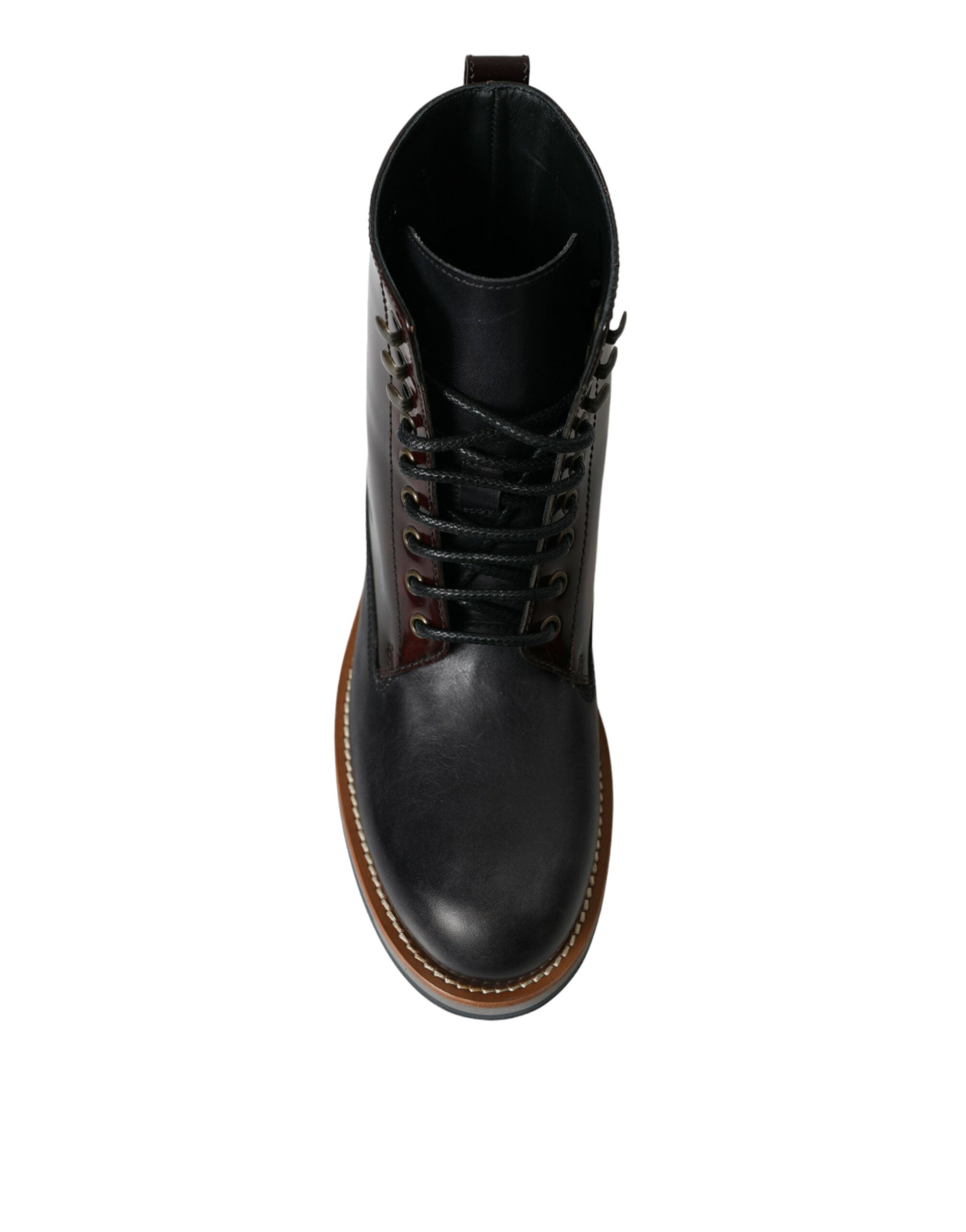 Dolce & Gabbana Black Leather Military Combat Boots Shoes Dolce & Gabbana