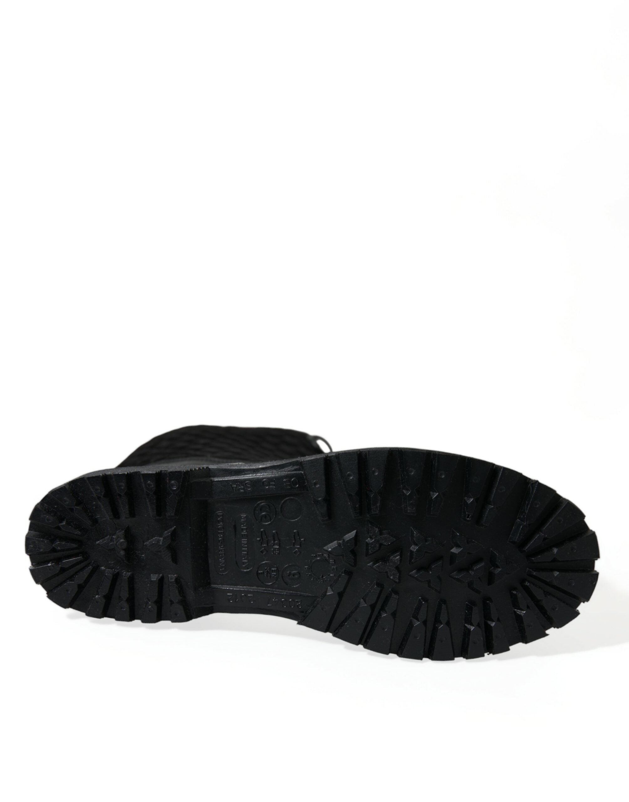 Dolce & Gabbana Black Chioggia Rubber Suede Rain Boots Shoes Dolce & Gabbana