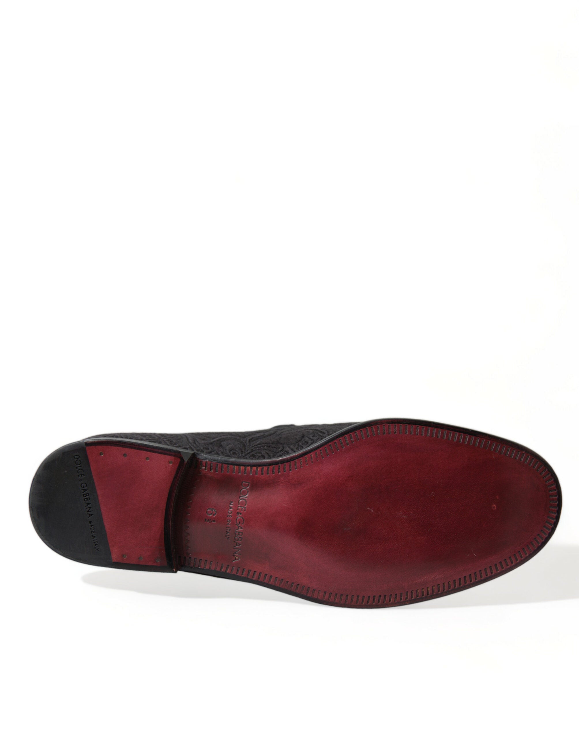 Dolce & Gabbana Black Brocade Men Slip On Loafer Dress Shoes Dolce & Gabbana