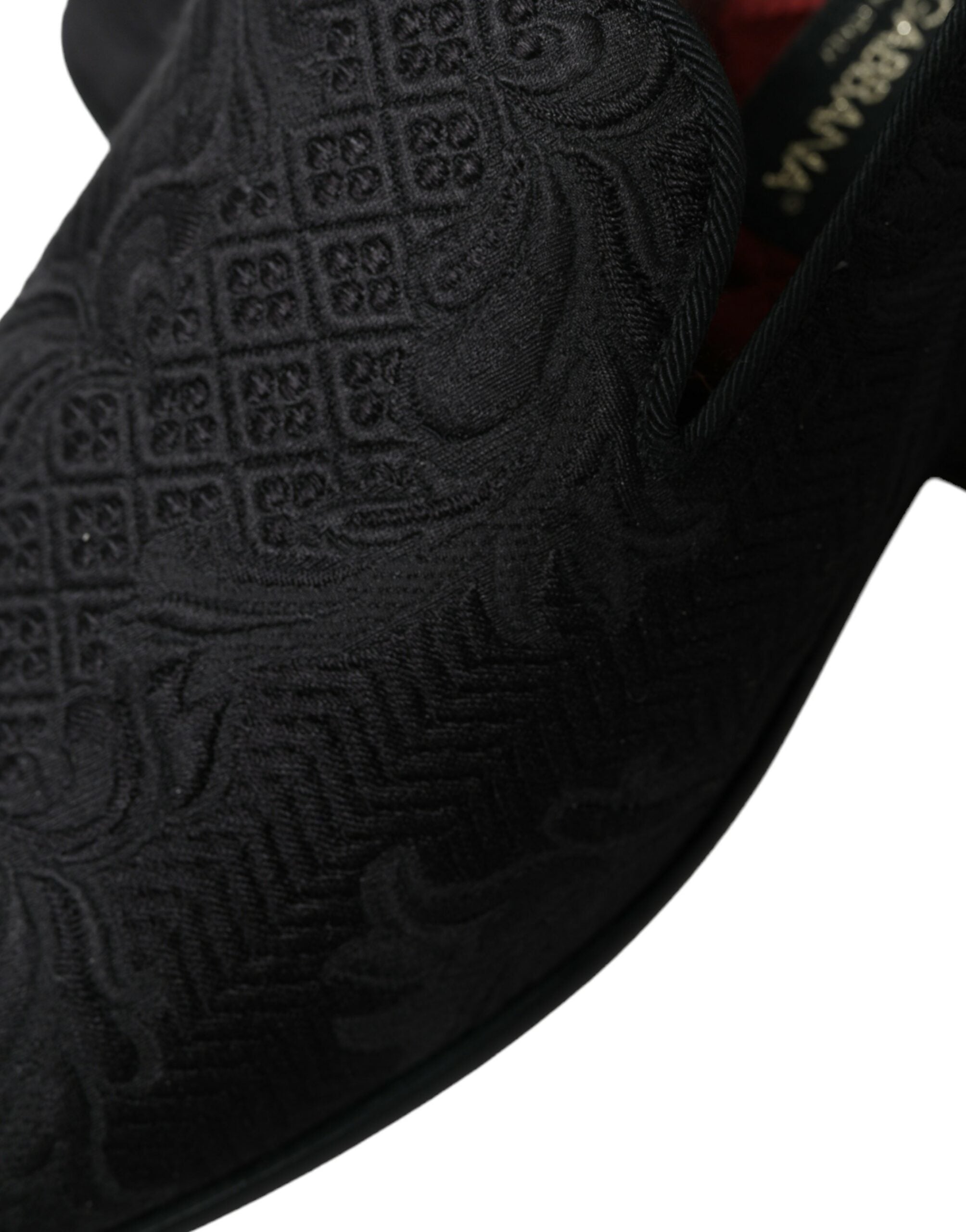 Dolce & Gabbana Black Brocade Men Slip On Loafer Dress Shoes Dolce & Gabbana