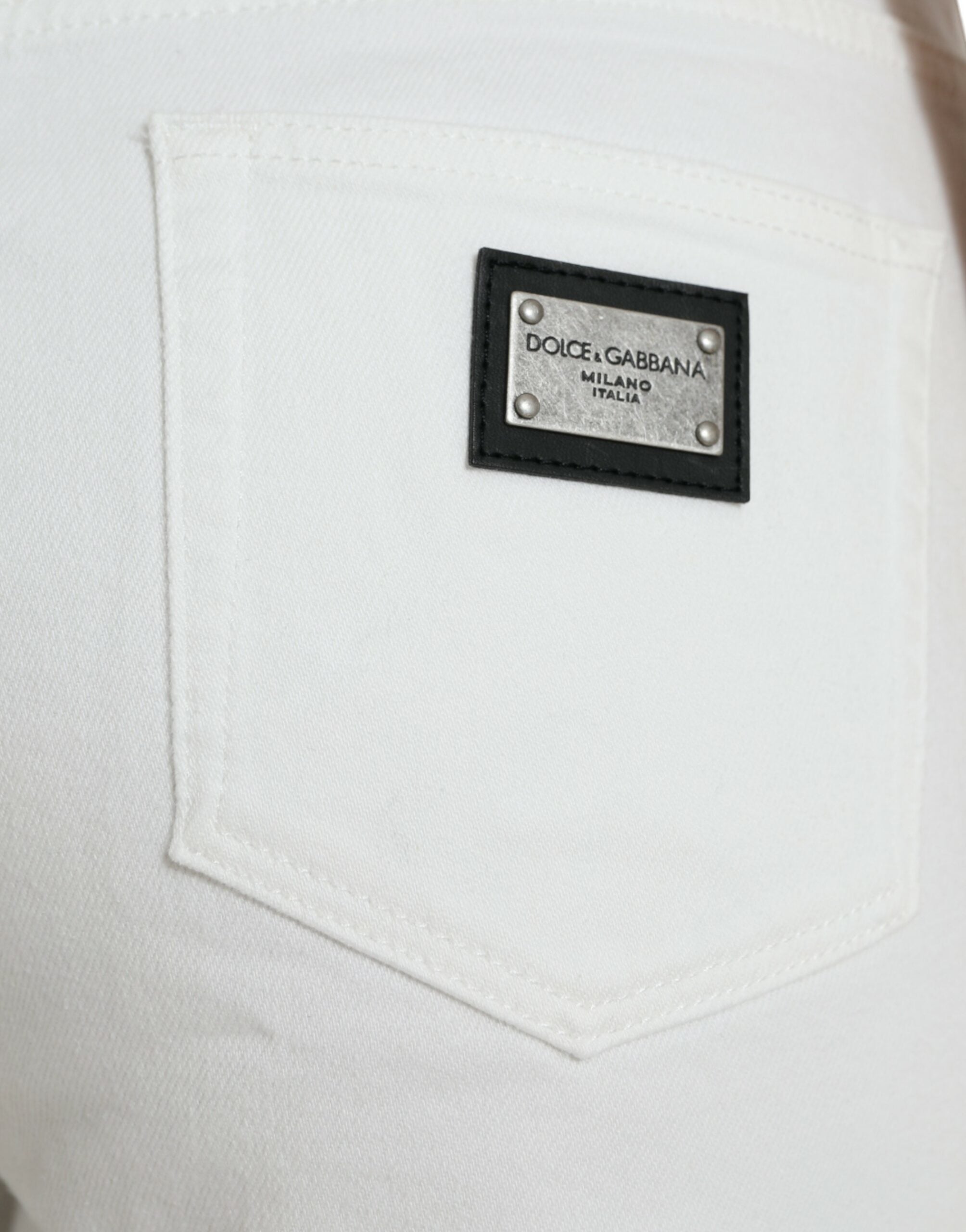 Dolce & Gabbana White Cotton Cropped Wide Leg Denim Jeans Dolce & Gabbana