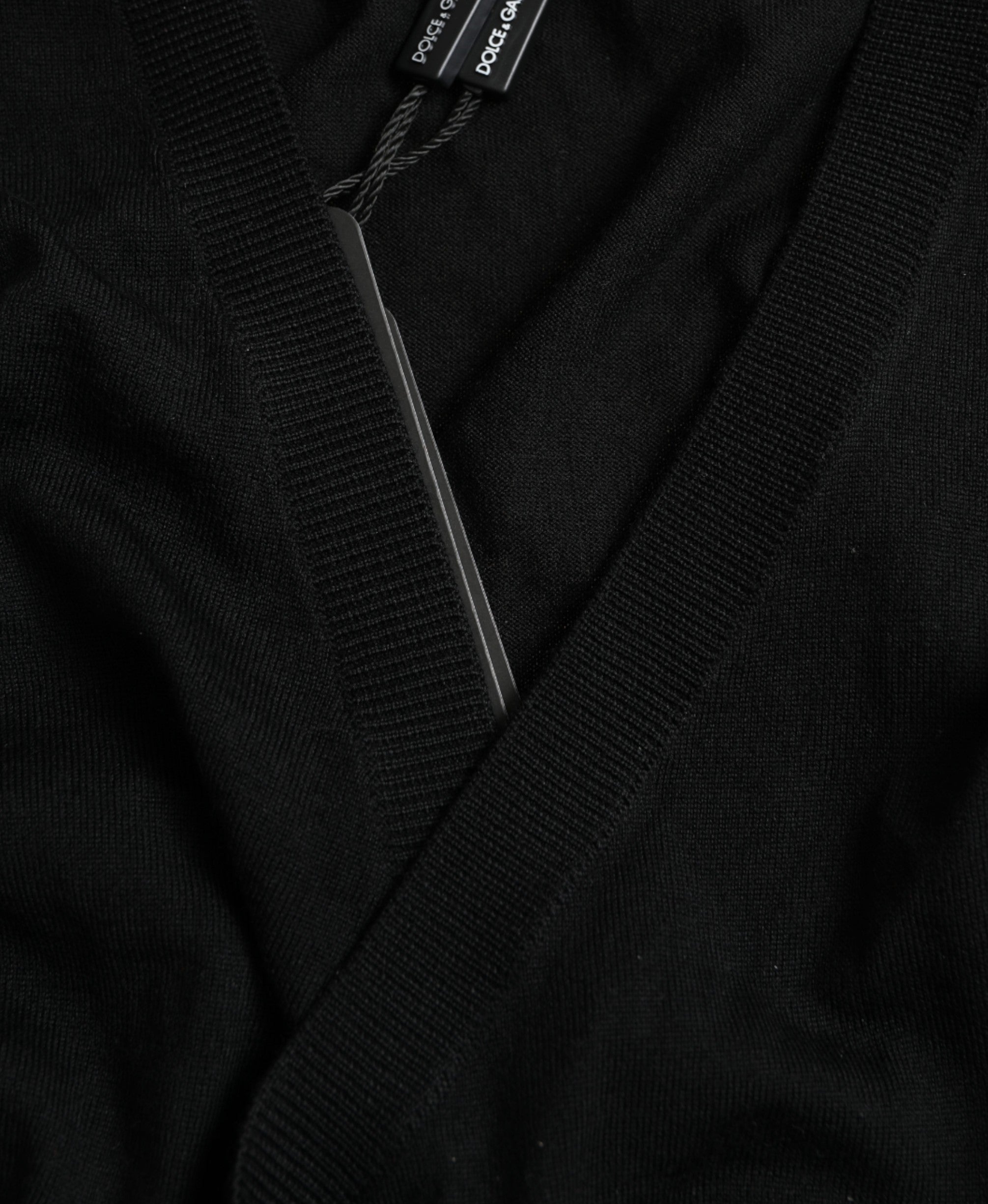 Dolce & Gabbana Black Wool V-neck Crossed Cardigan Sweater Dolce & Gabbana