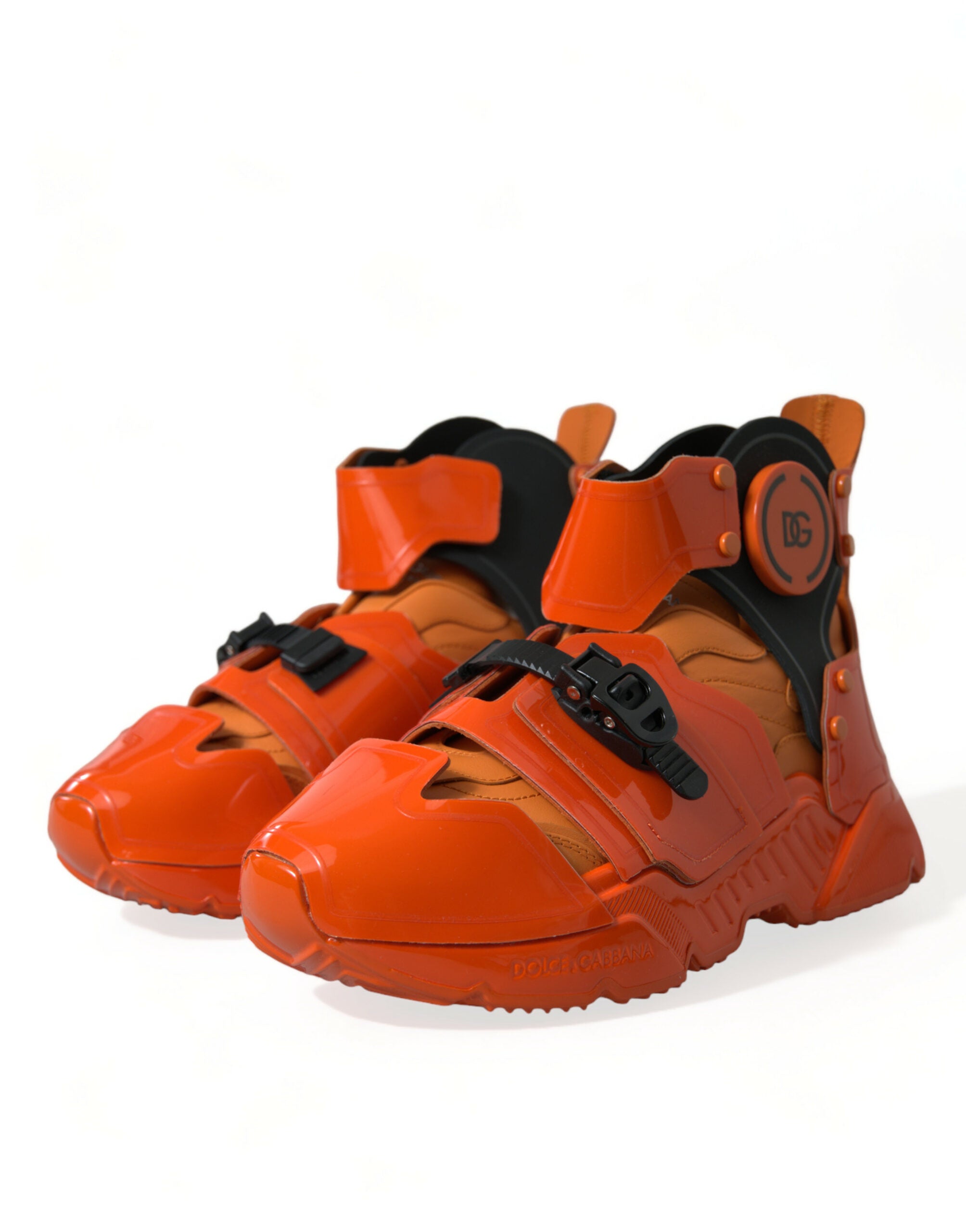 Dolce & Gabbana Orange Multi Panel Chunky High Top Sneakers Shoes Dolce & Gabbana