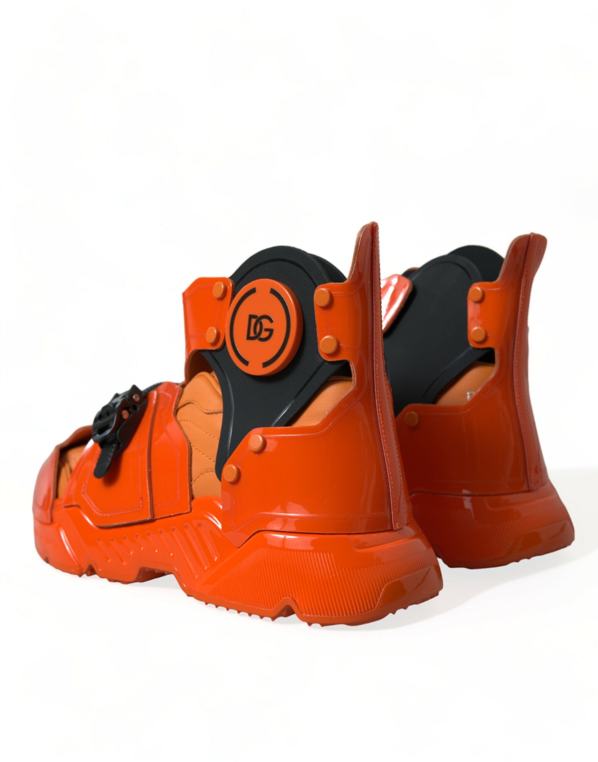 Dolce & Gabbana Orange Multi Panel Chunky High Top Sneakers Shoes Dolce & Gabbana