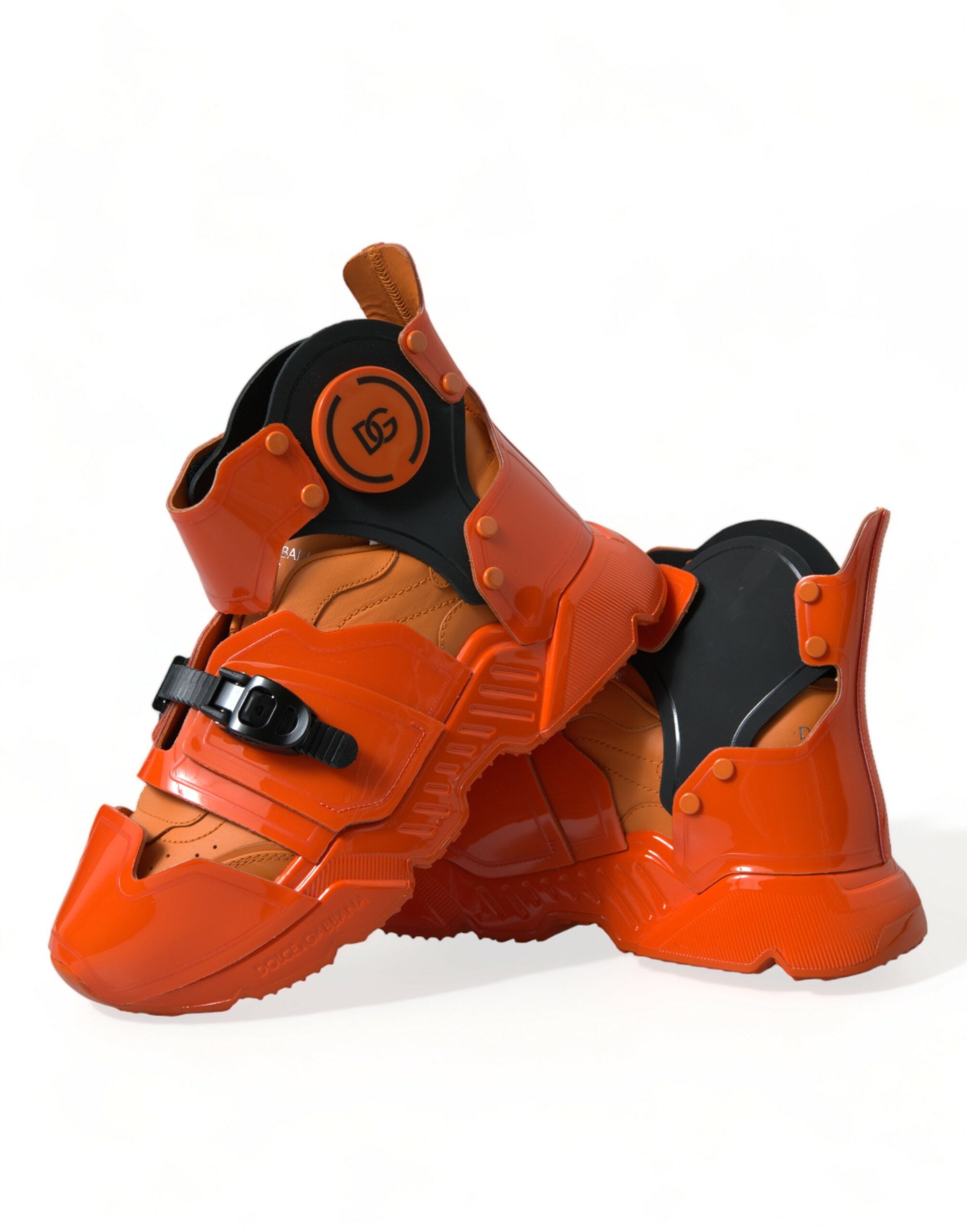 Dolce & Gabbana Orange Multi Panel Chunky High Top Sneakers Shoes Dolce & Gabbana