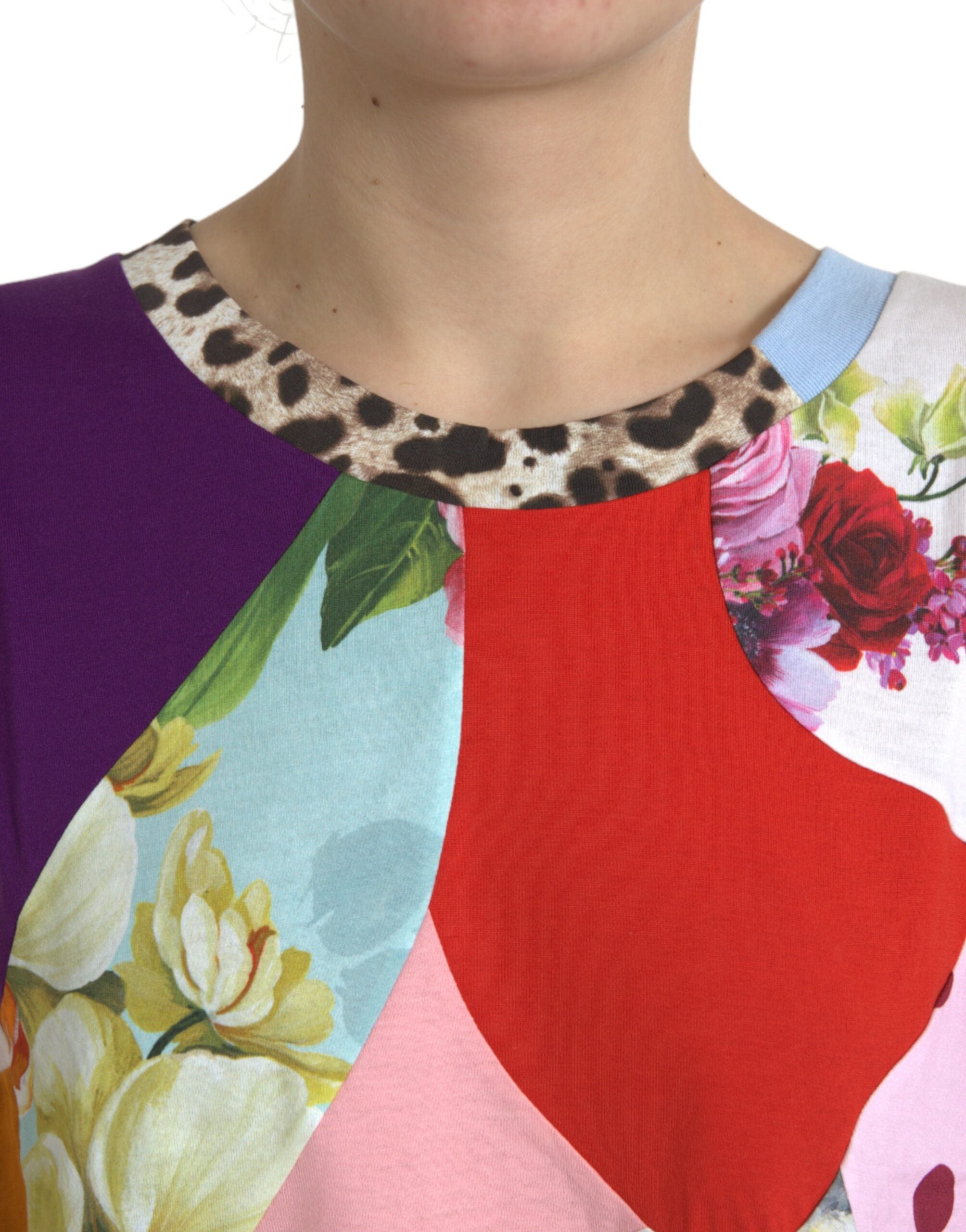 Dolce & Gabbana Multicolor Patchwork Cotton Silk Blouse Top Dolce & Gabbana
