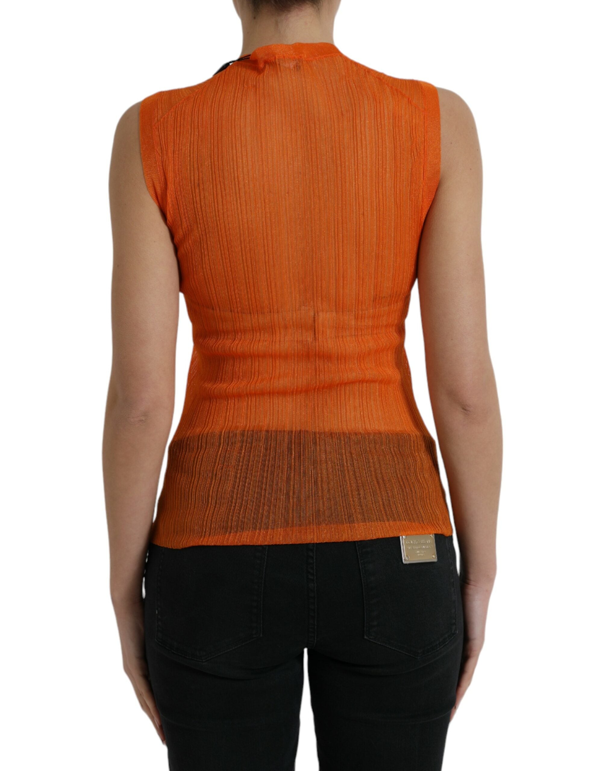 Dolce & Gabbana Orange See Through Crew Neck Blouse Tank Top Dolce & Gabbana
