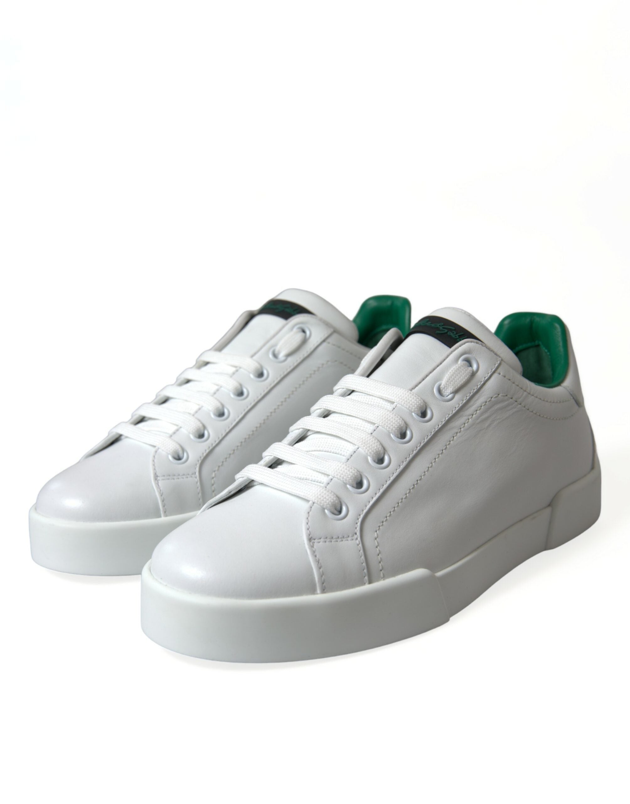 Dolce & Gabbana White Green Leather Portofino Sneakers Shoes Dolce & Gabbana
