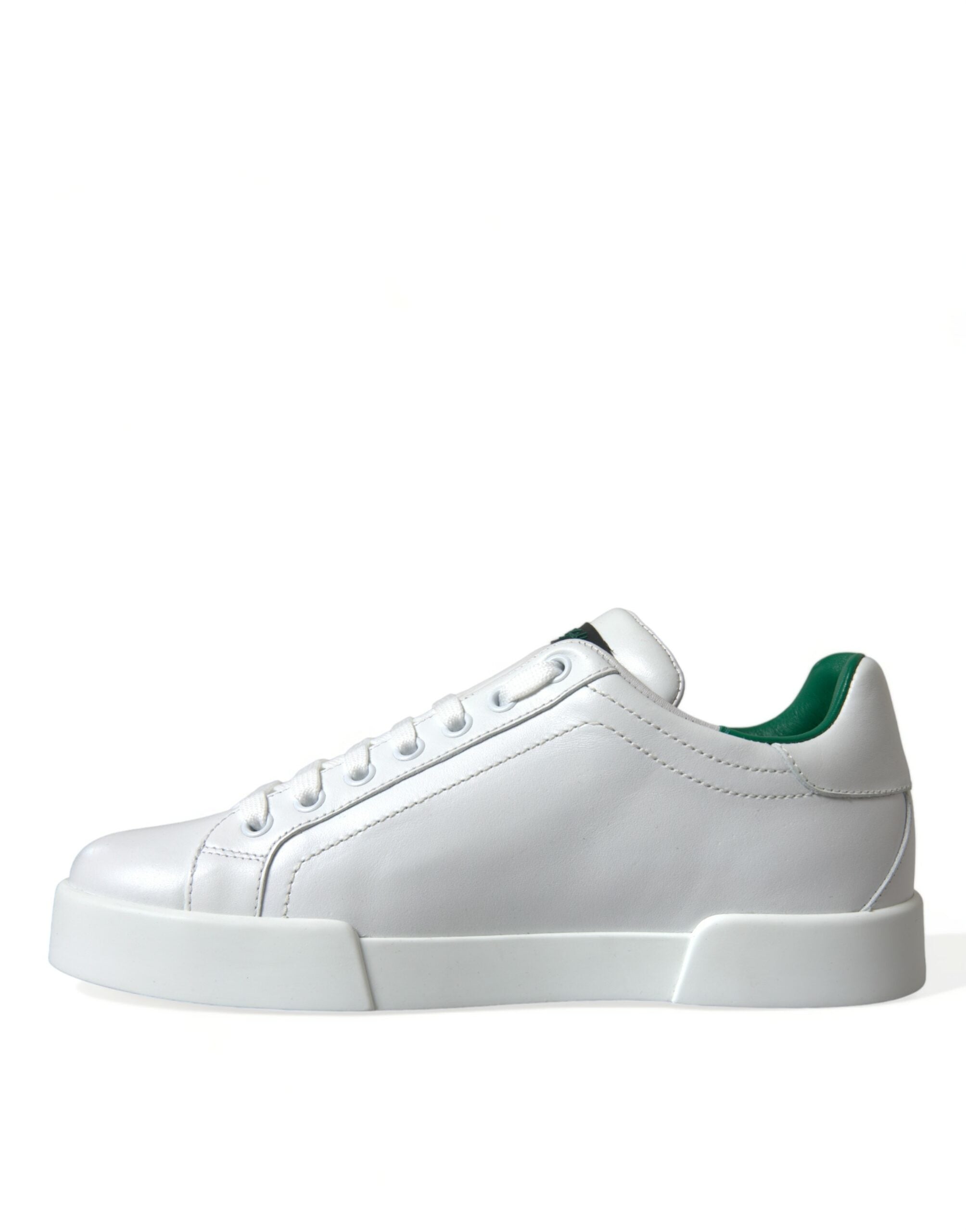 Dolce & Gabbana White Green Leather Portofino Sneakers Shoes Dolce & Gabbana