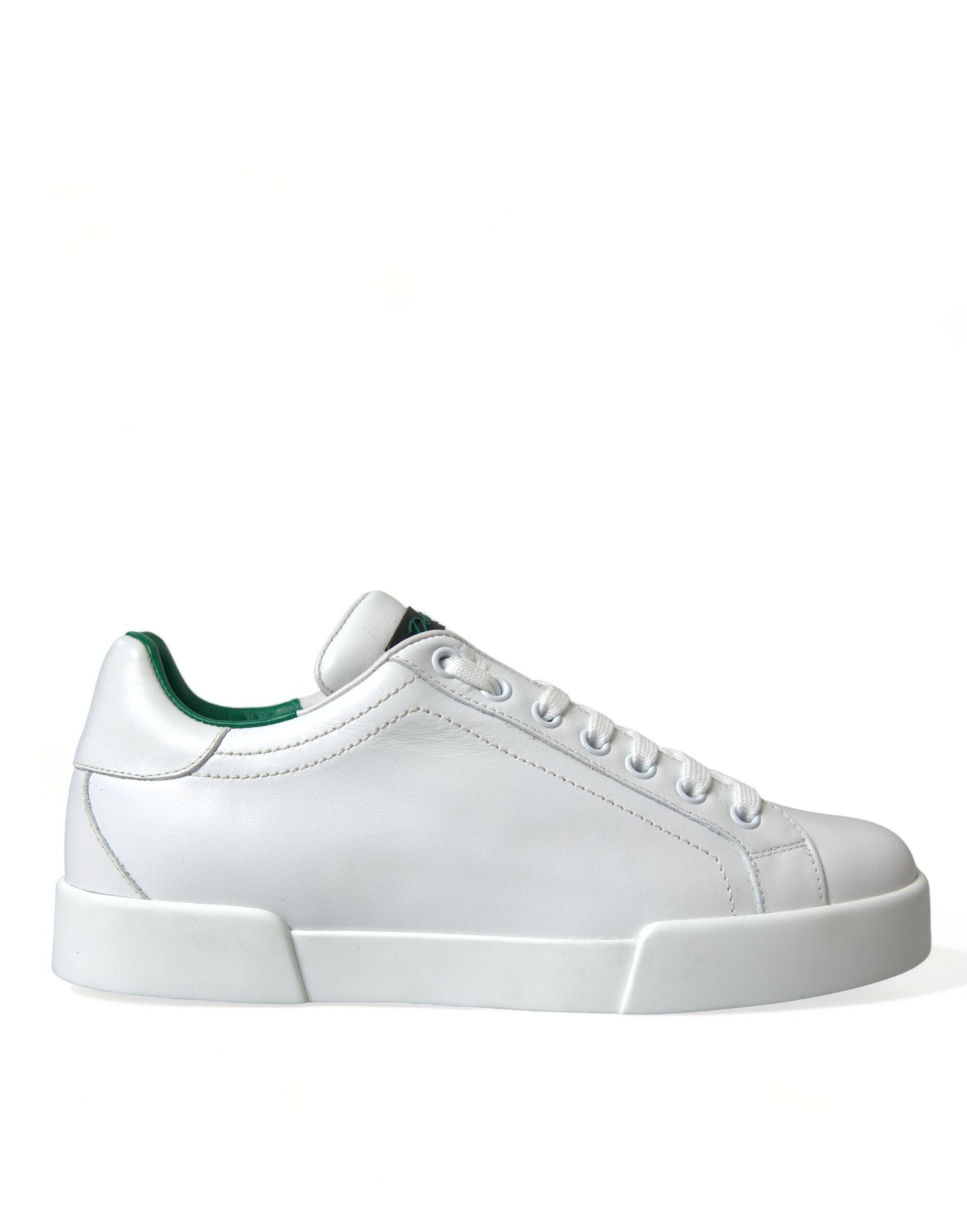 Dolce & Gabbana White Green Leather Portofino Sneakers Shoes Dolce & Gabbana