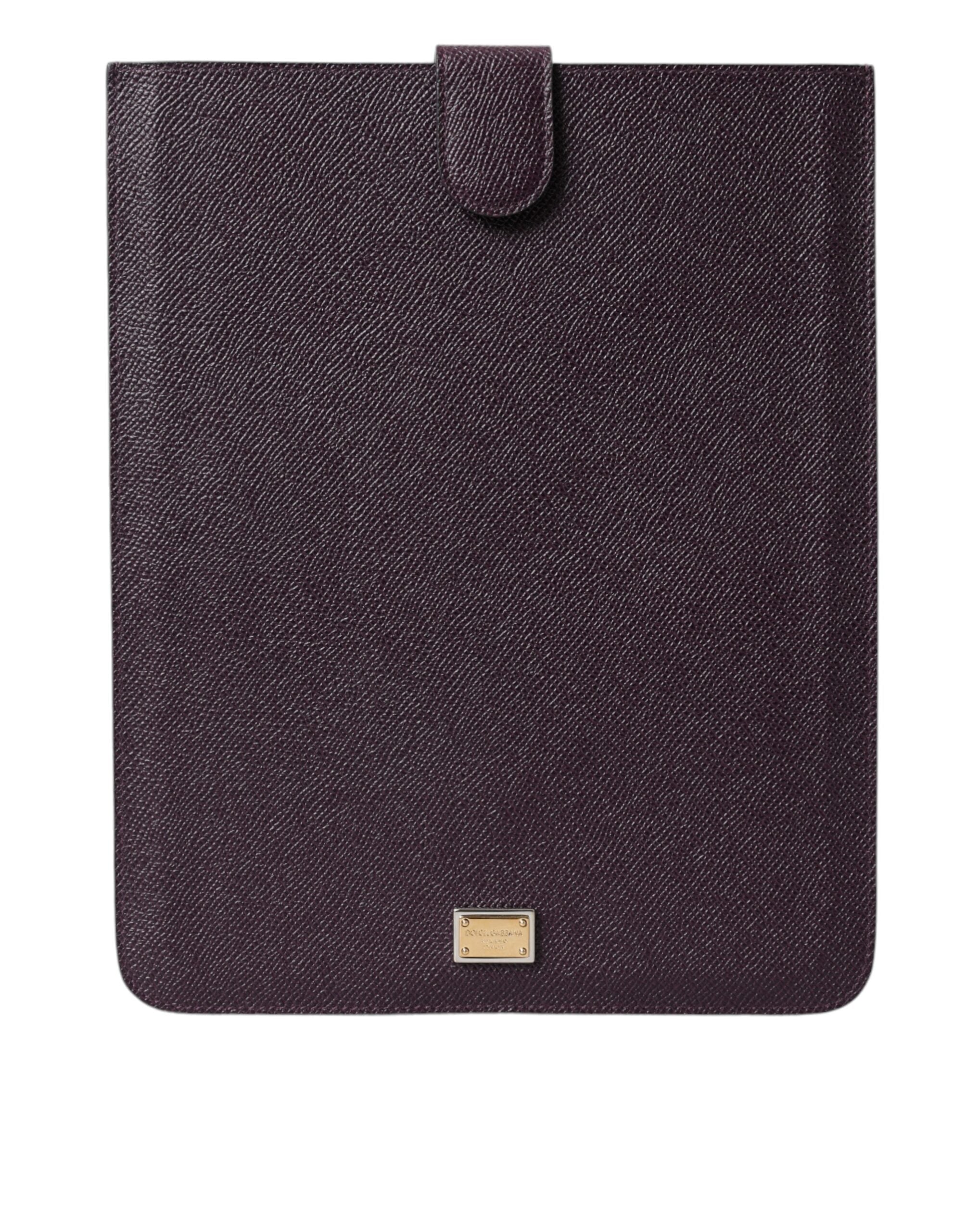 Dolce & Gabbana Dark Brown Leather Logo Plaque Cover Sleeve Tablet Case Dolce & Gabbana