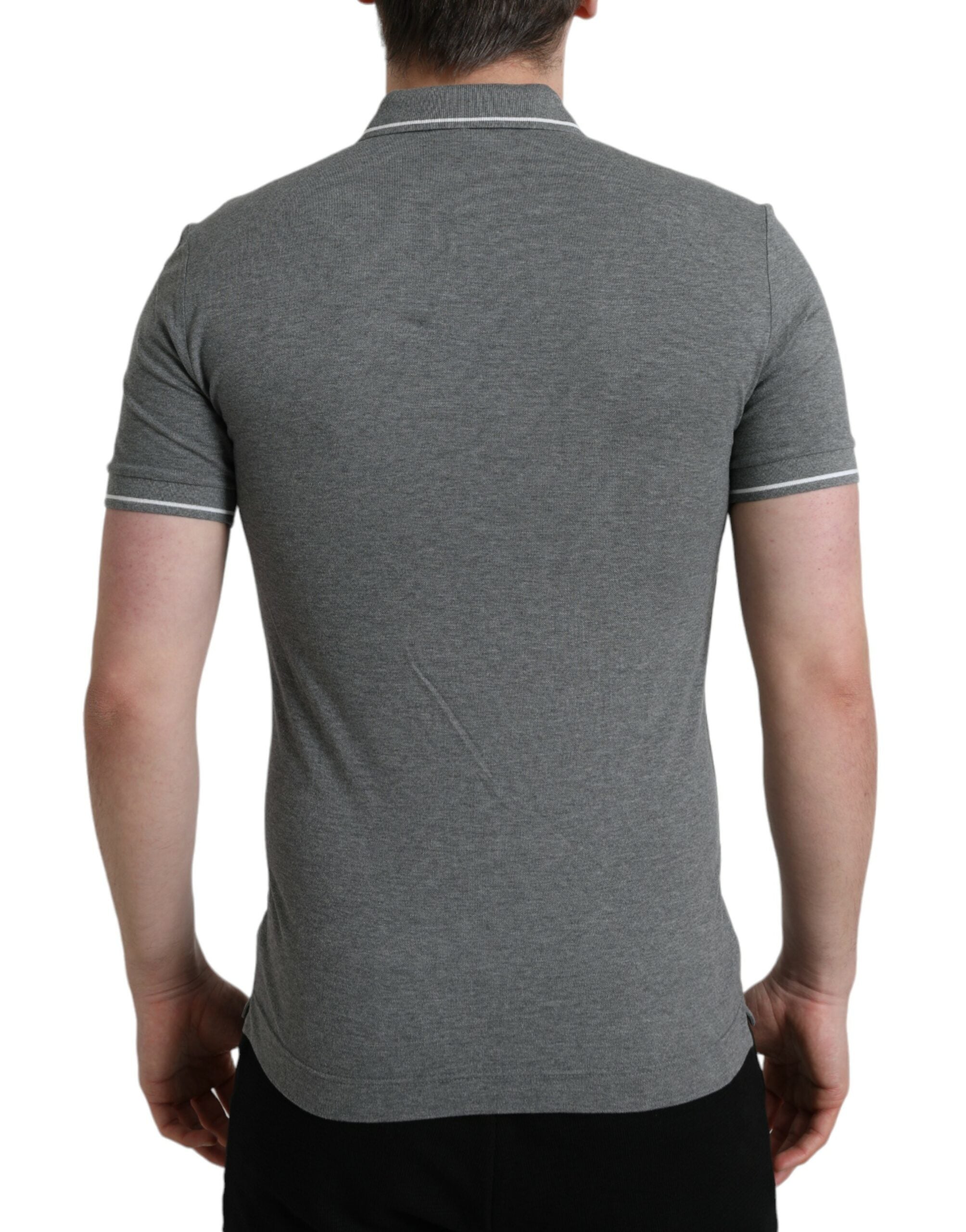Dolce & Gabbana Gray Collared Short Sleeve Crown T-shirt Dolce & Gabbana