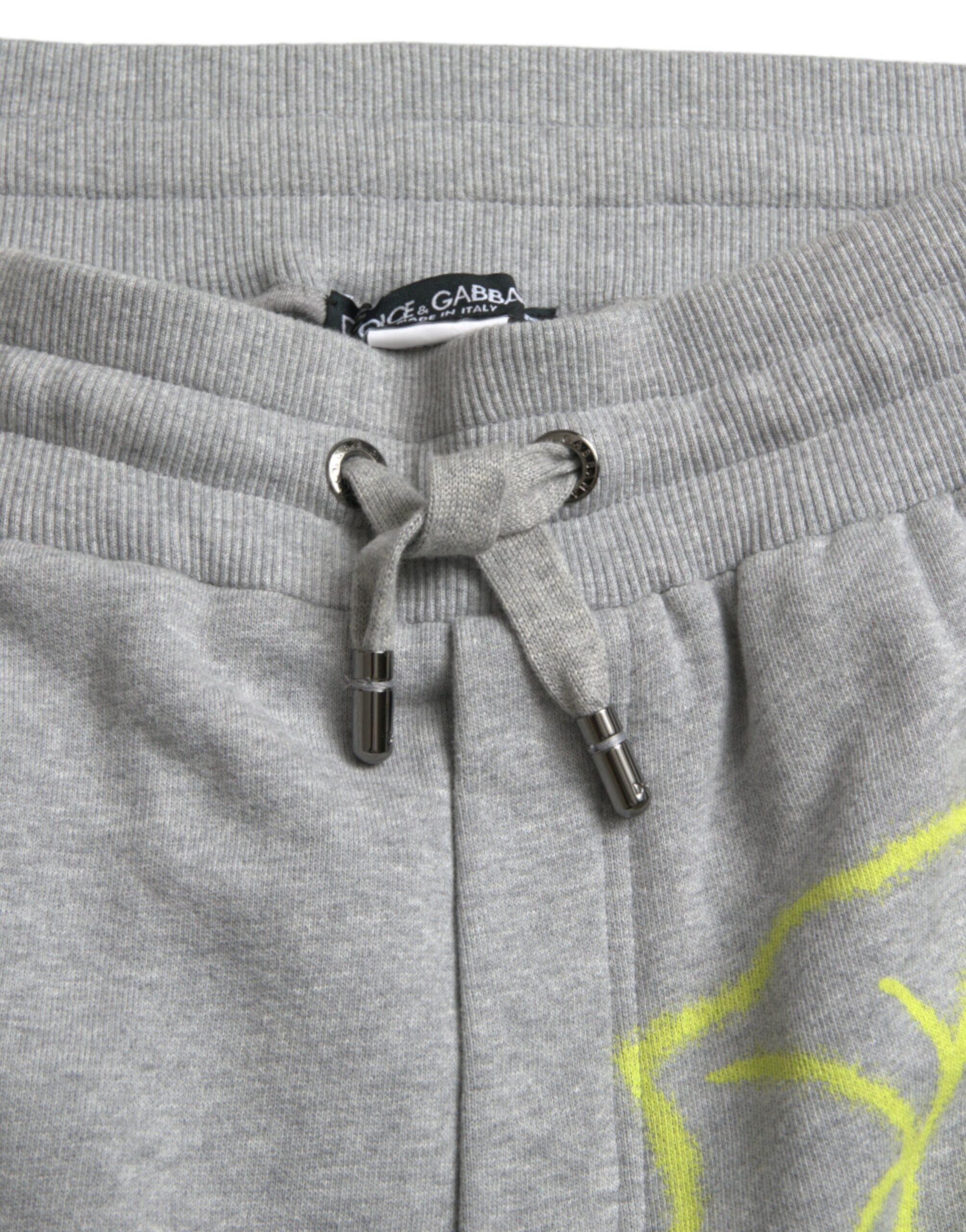Dolce & Gabbana Gray Cotton Graffiti Sweatpants Jogger Pants Dolce & Gabbana