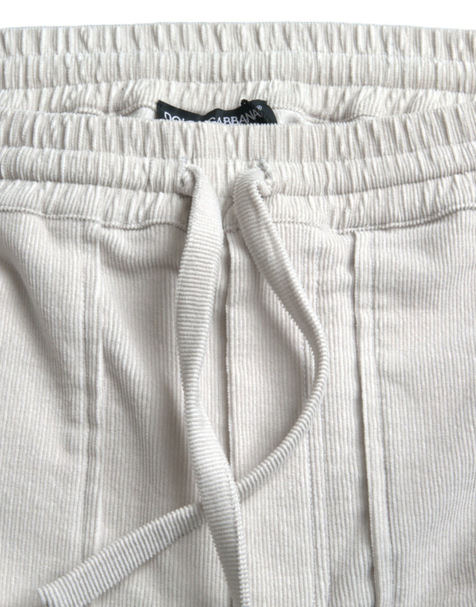 Dolce & Gabbana Beige Cotton Corduroy Logo Bermuda Shorts Dolce & Gabbana