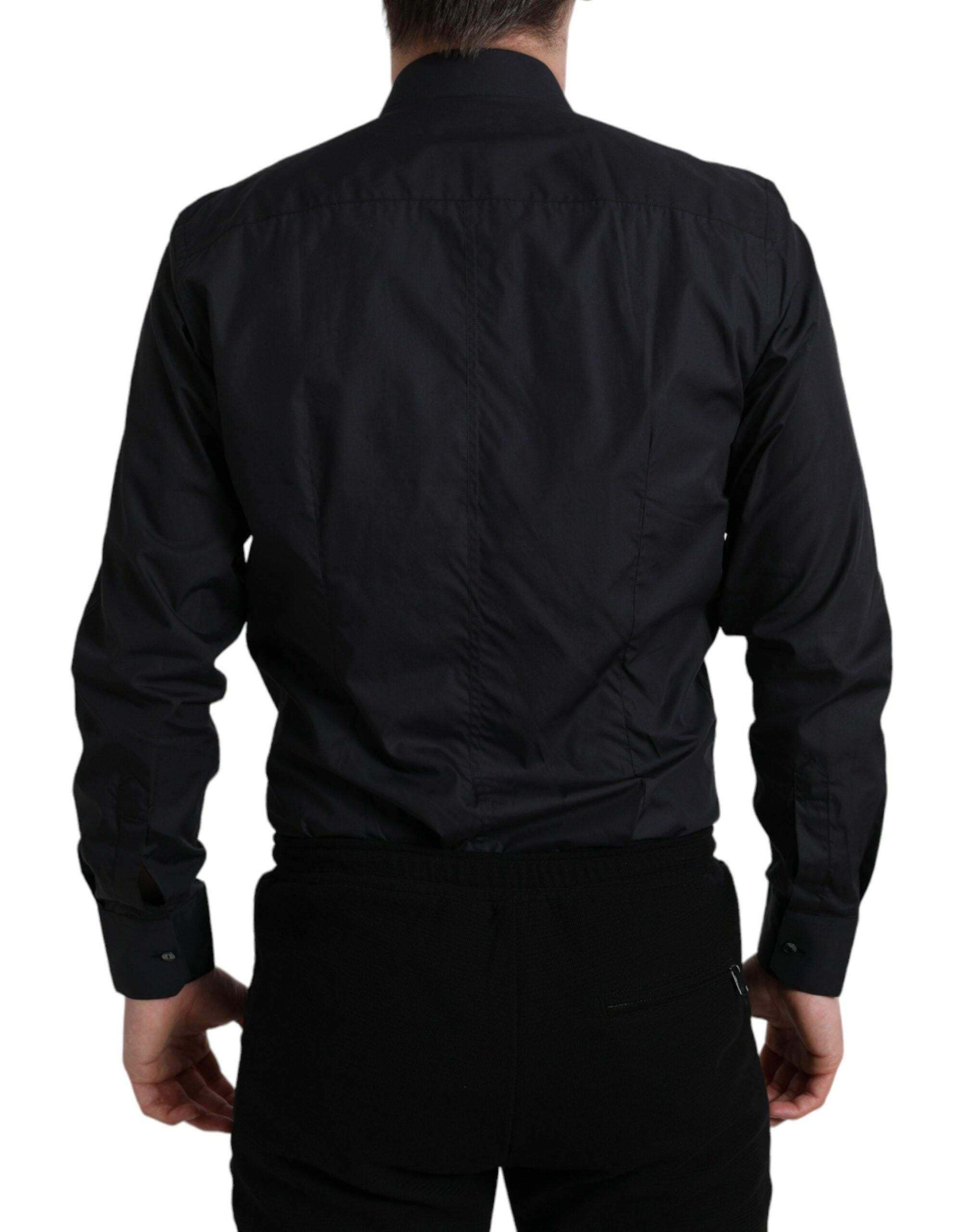 Dolce & Gabbana Navy Blue Cotton Collared Formal Dress Shirt Dolce & Gabbana