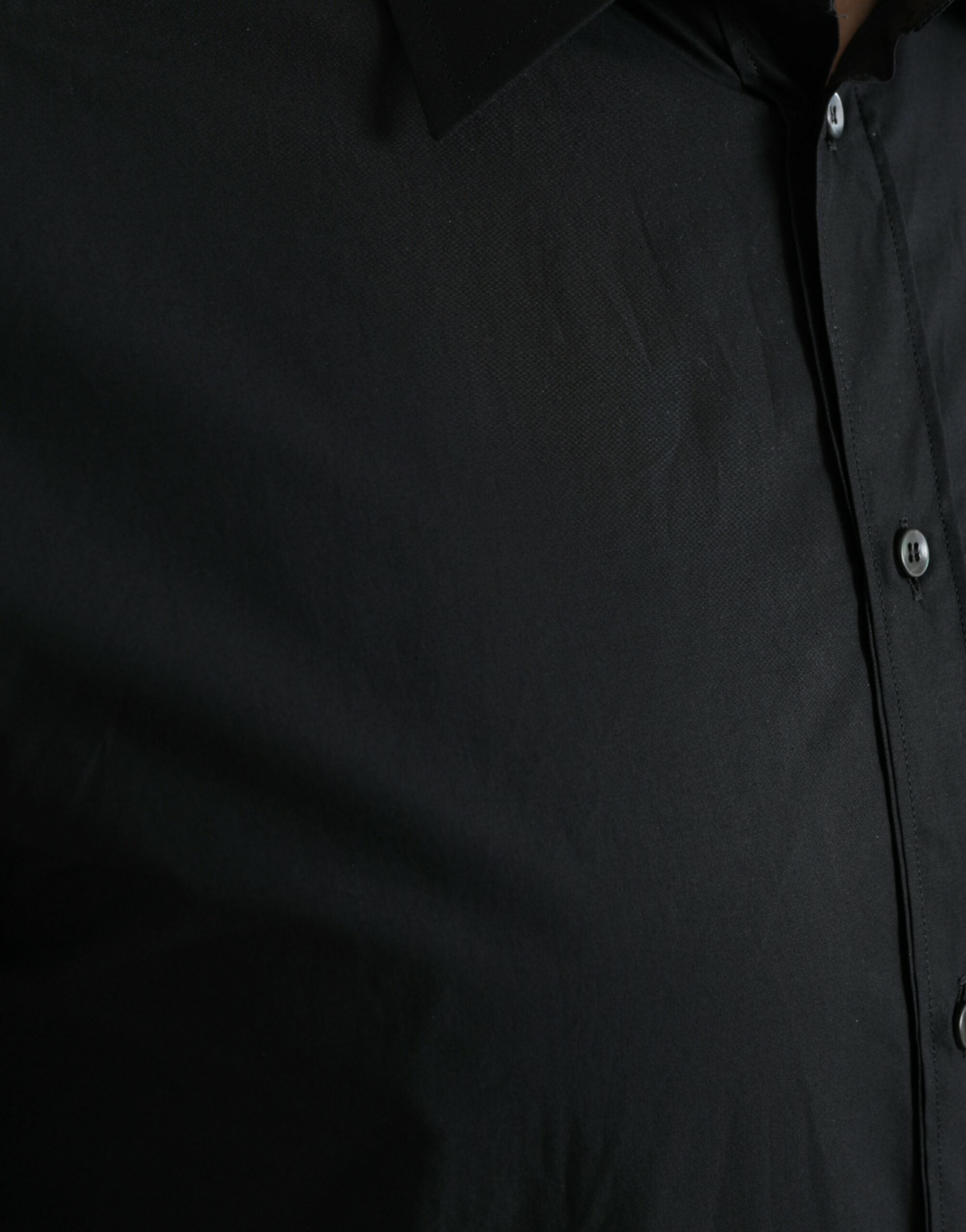 Dolce & Gabbana Black Cotton Men Formal GOLD Dress Shirt Dolce & Gabbana