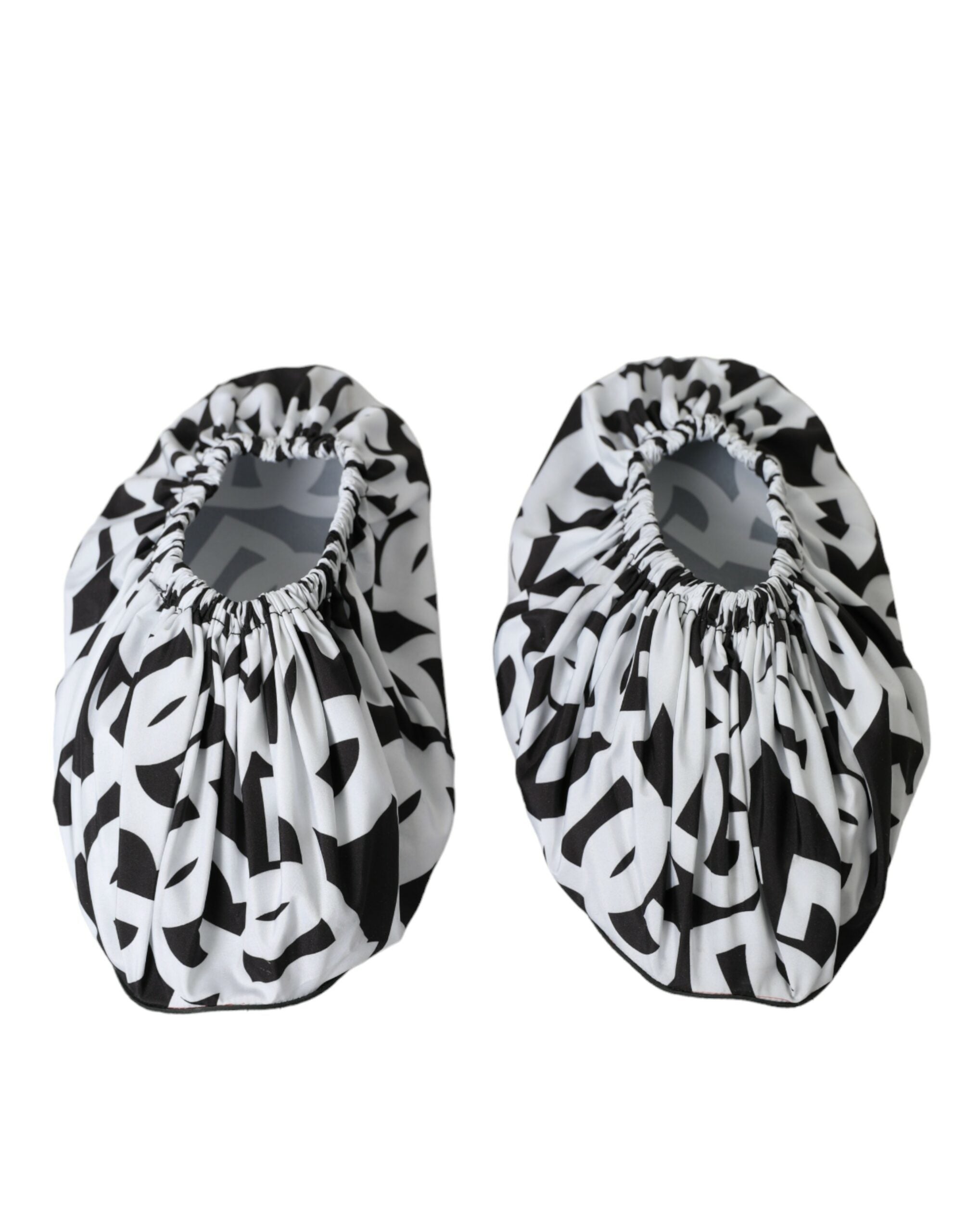 Dolce & Gabbana White Logo Print Nylon Slip On Flats Shoes Dolce & Gabbana
