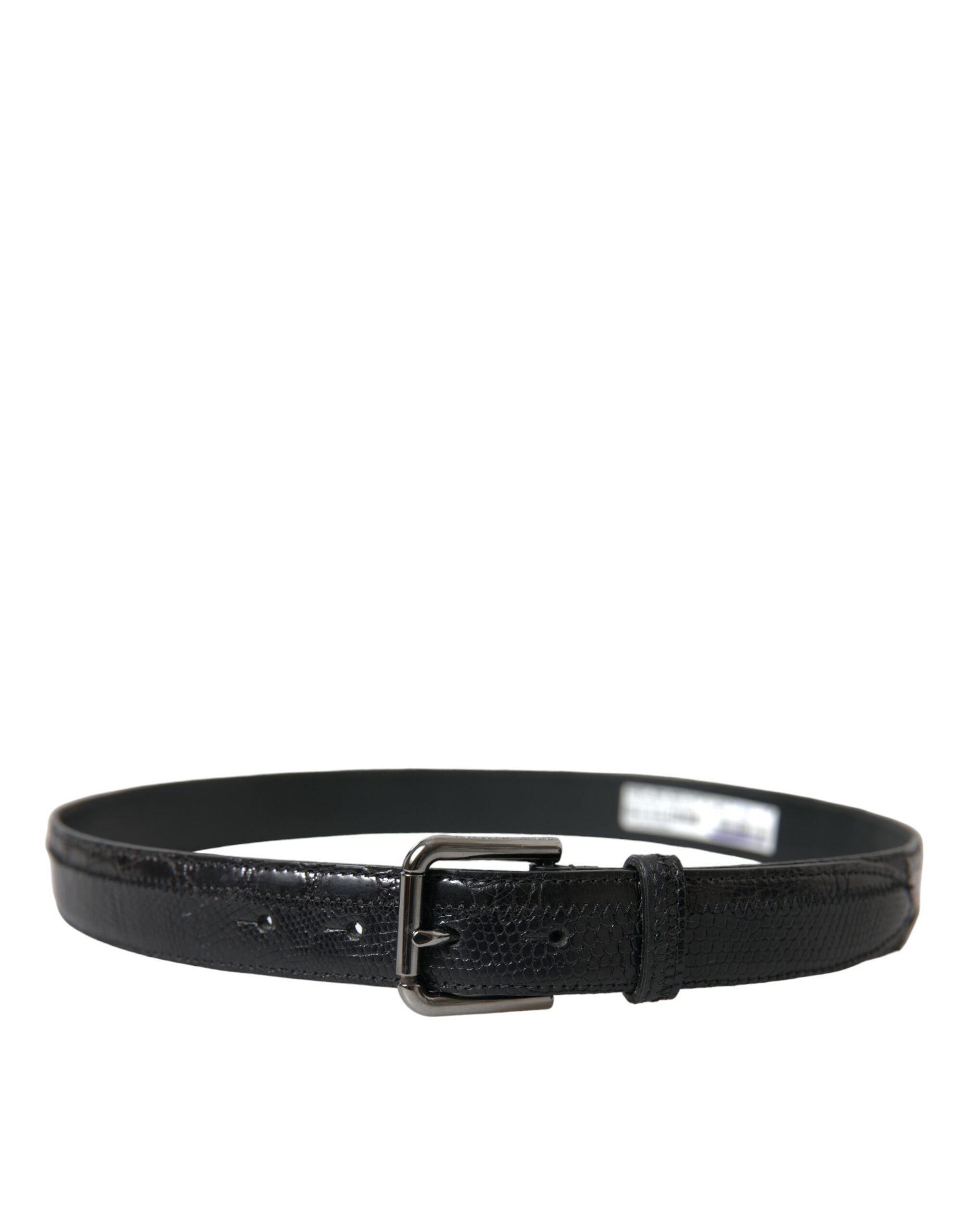 Dolce & Gabbana Black Exotic Leather Silver Metal Buckle Belt Dolce & Gabbana