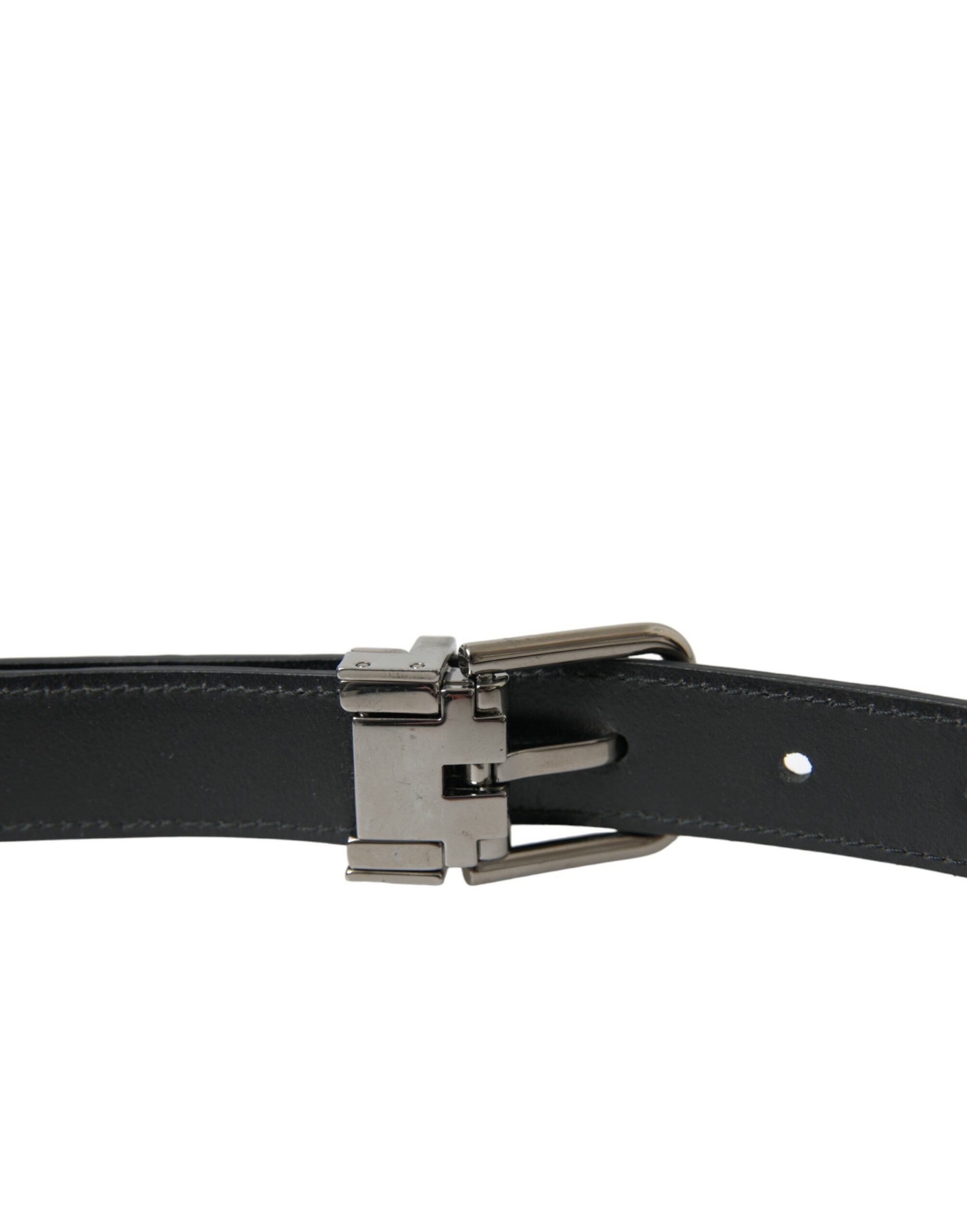 Dolce & Gabbana Black Leather Silver Metal Buckle Belt Dolce & Gabbana