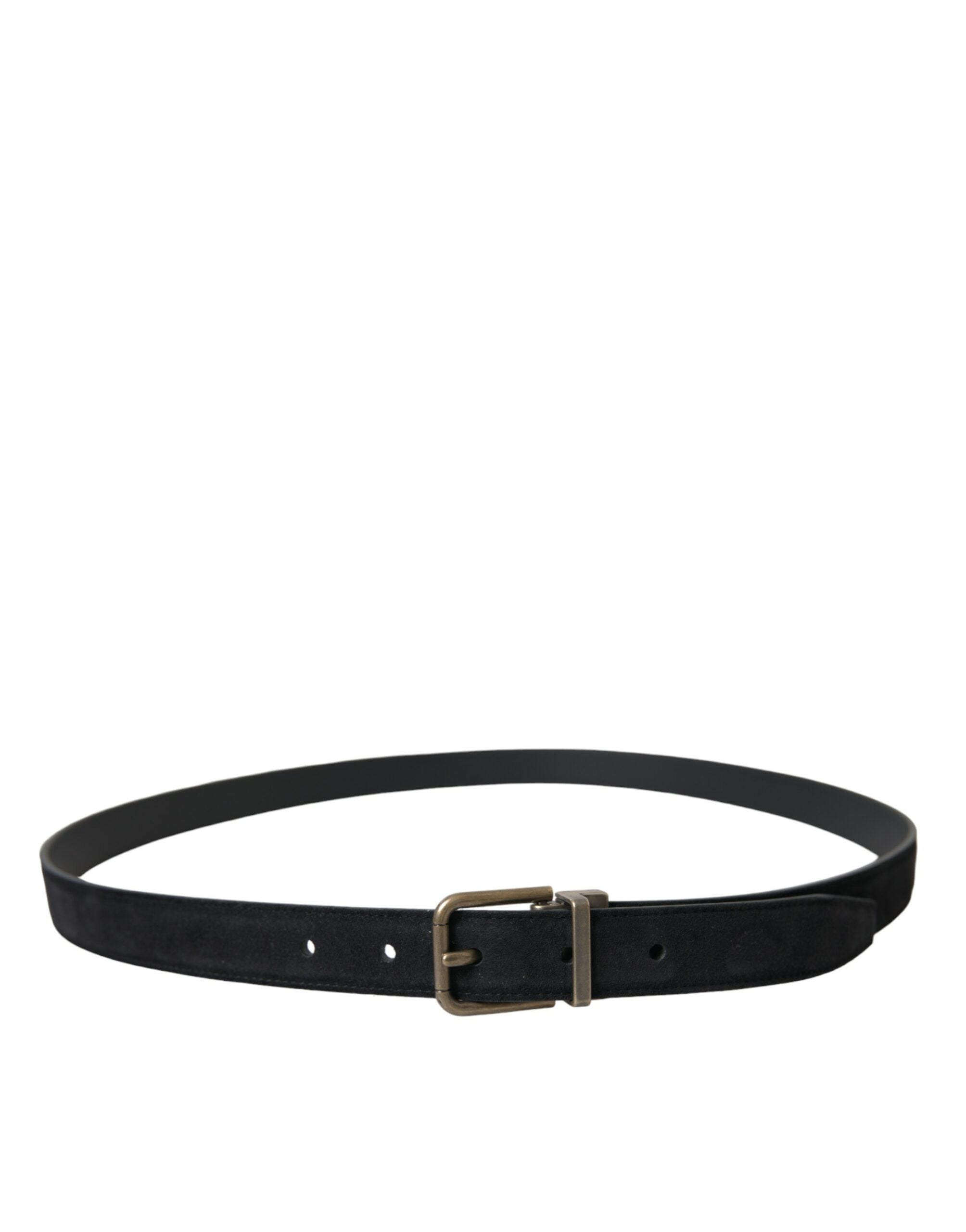 Dolce & Gabbana Black Suede Leather Gold Metal Buckle Belt Dolce & Gabbana
