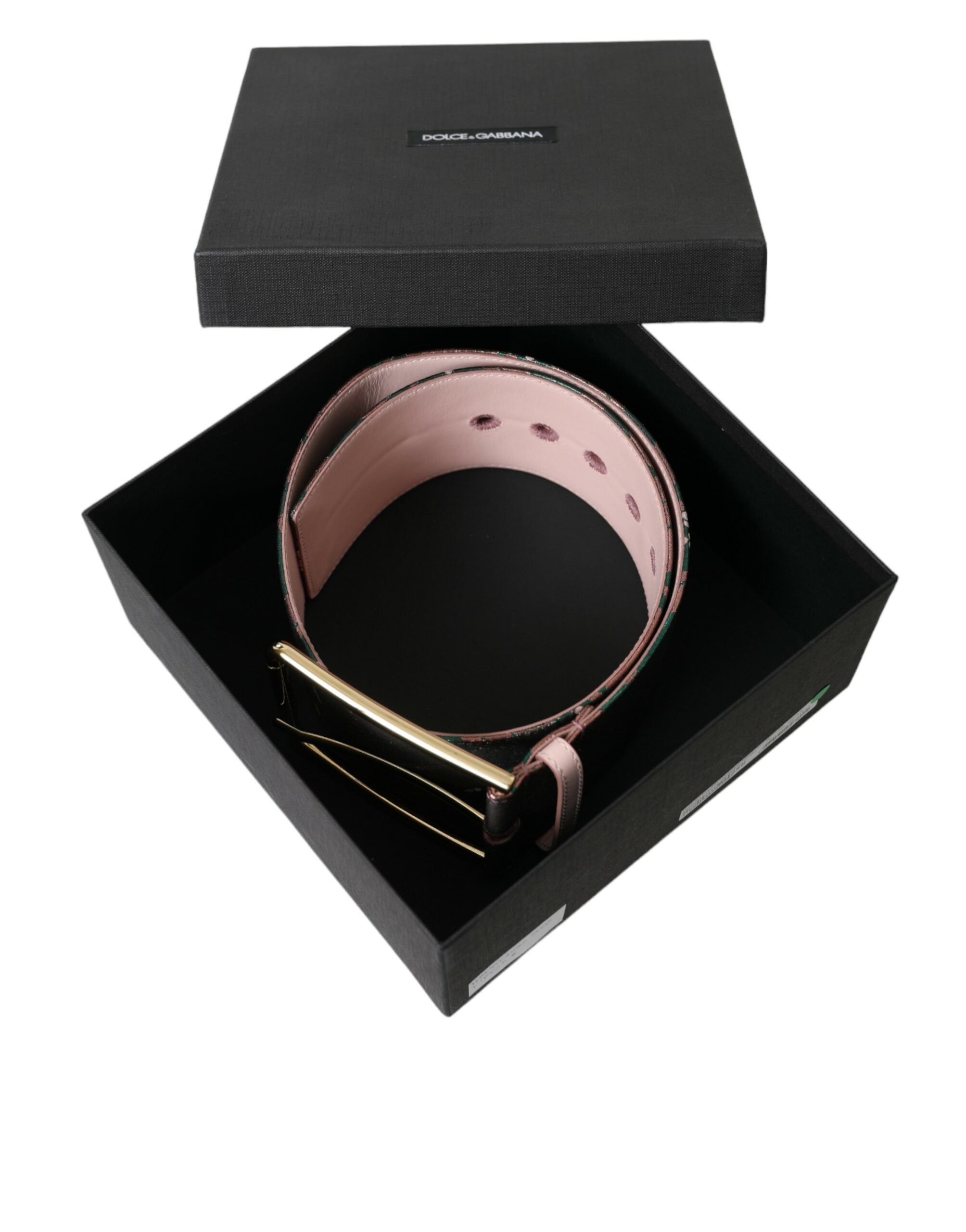 Dolce & Gabbana Multicolor Floral Jacquard Lurex Gold Buckle Belt Dolce & Gabbana