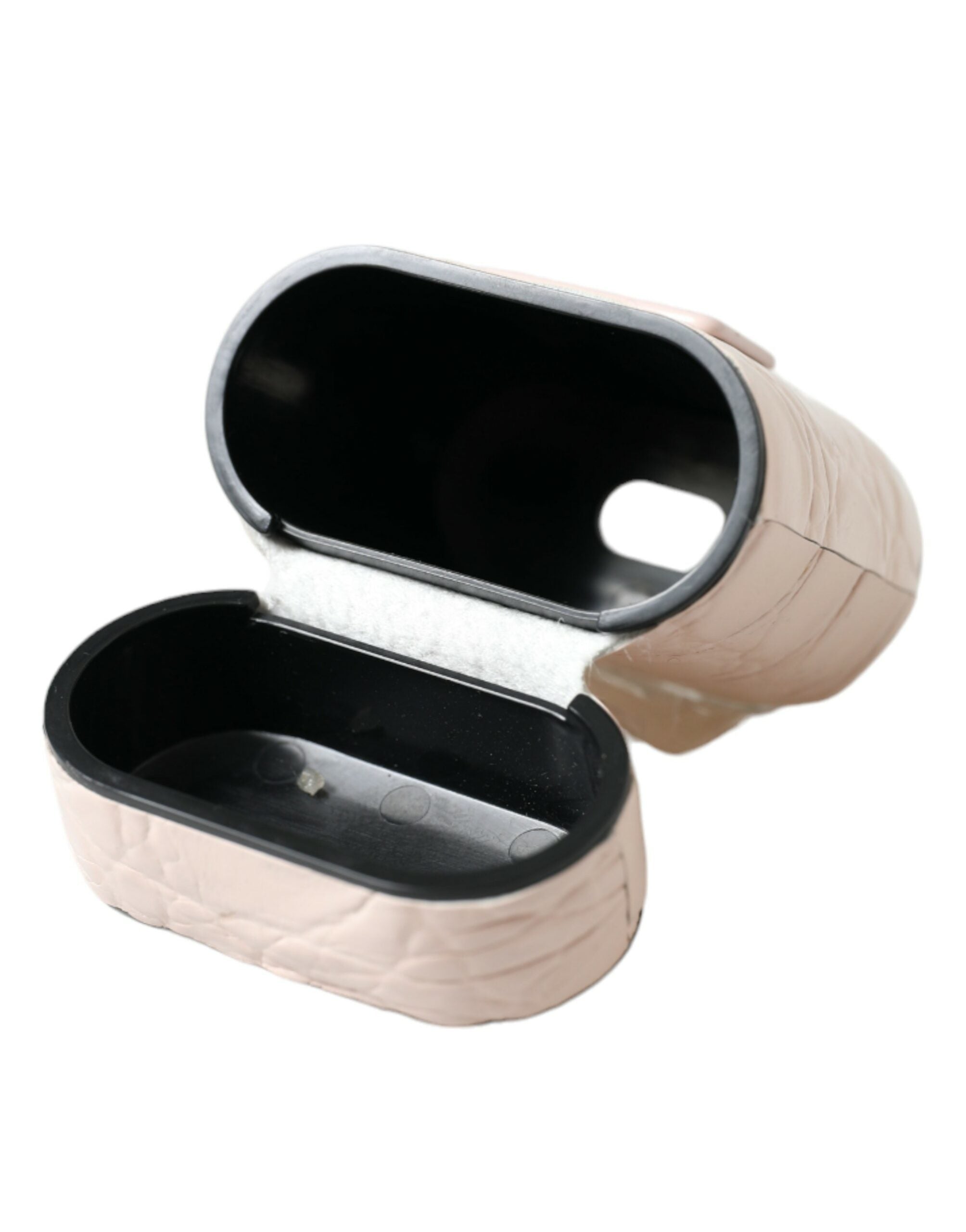 Dolce & Gabbana Light Pink Calf Leather Metal Logo Plaque Airpods Case Dolce & Gabbana