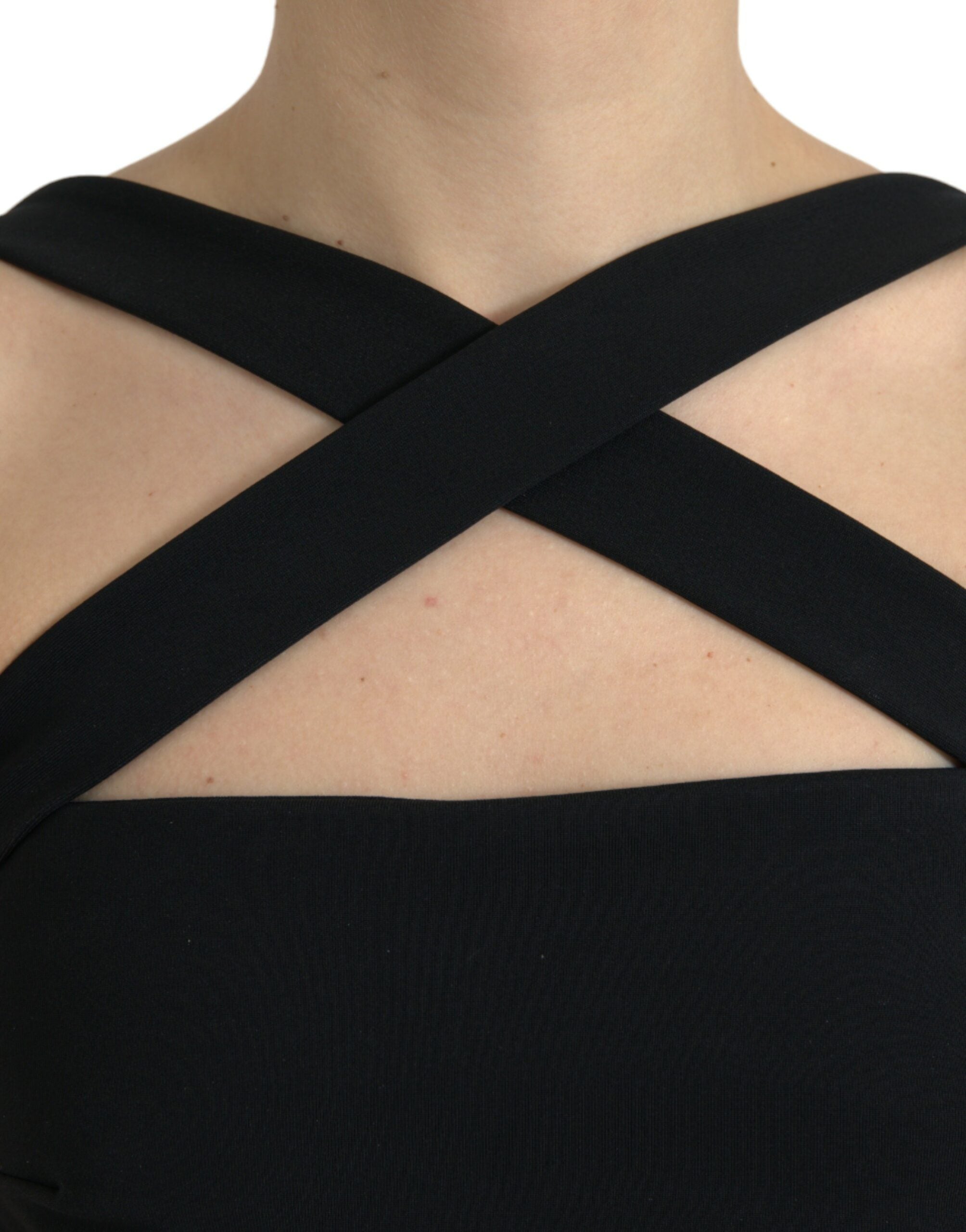 Dolce & Gabbana Black Sheath Halter Sleeveless Midi Dress Dolce & Gabbana