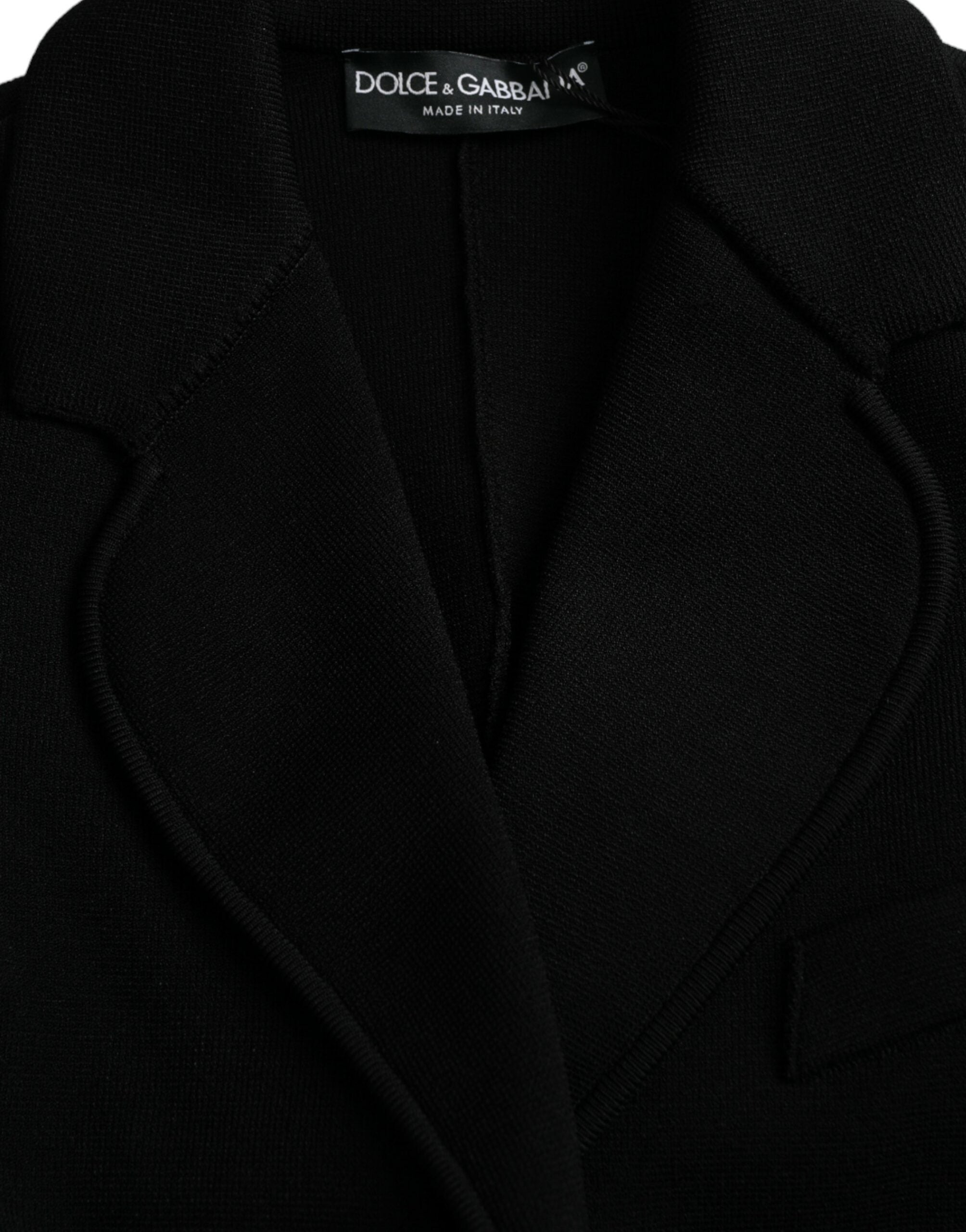 Dolce & Gabbana Black Viscose Single Breasted Blazer Jacket Dolce & Gabbana