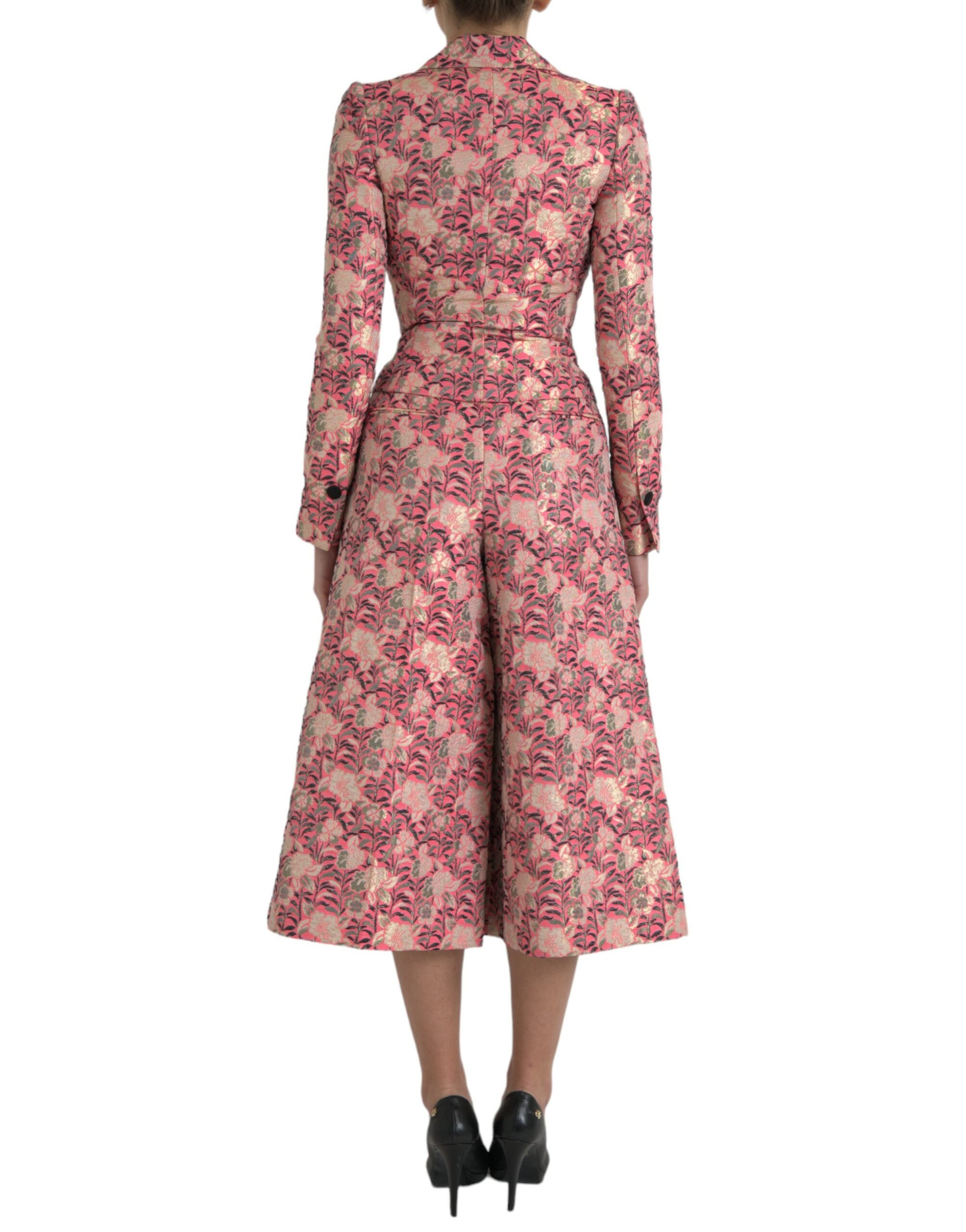 Dolce & Gabbana Pink Floral Jacquard Slim Fit 2 Piece Suit Dolce & Gabbana