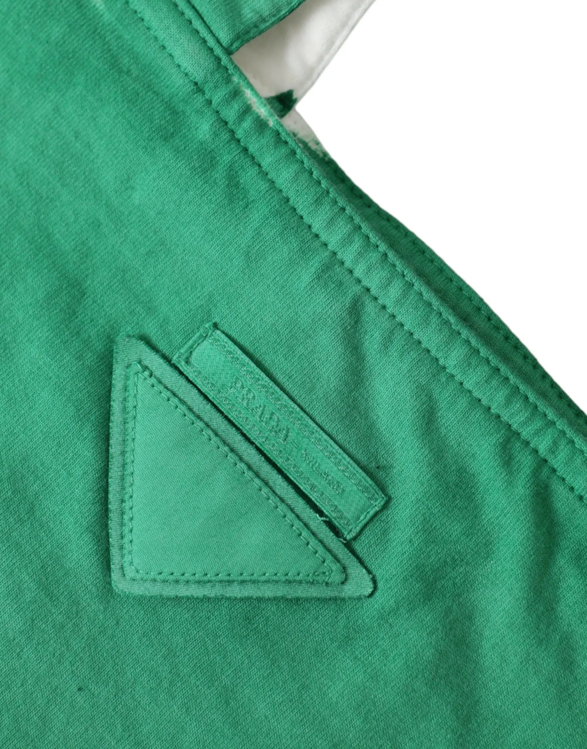 Prada Green Jersey Fabric Logo Shoulder Shopping Tote Shopping Bag Prada