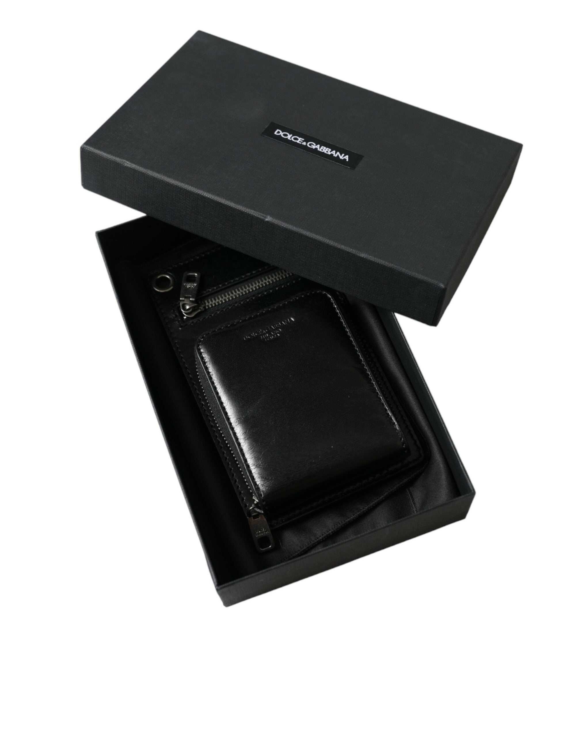 Dolce & Gabbana Wallet Black Horse Leather Zip Logo Cross Body Phone Slot Dolce & Gabbana