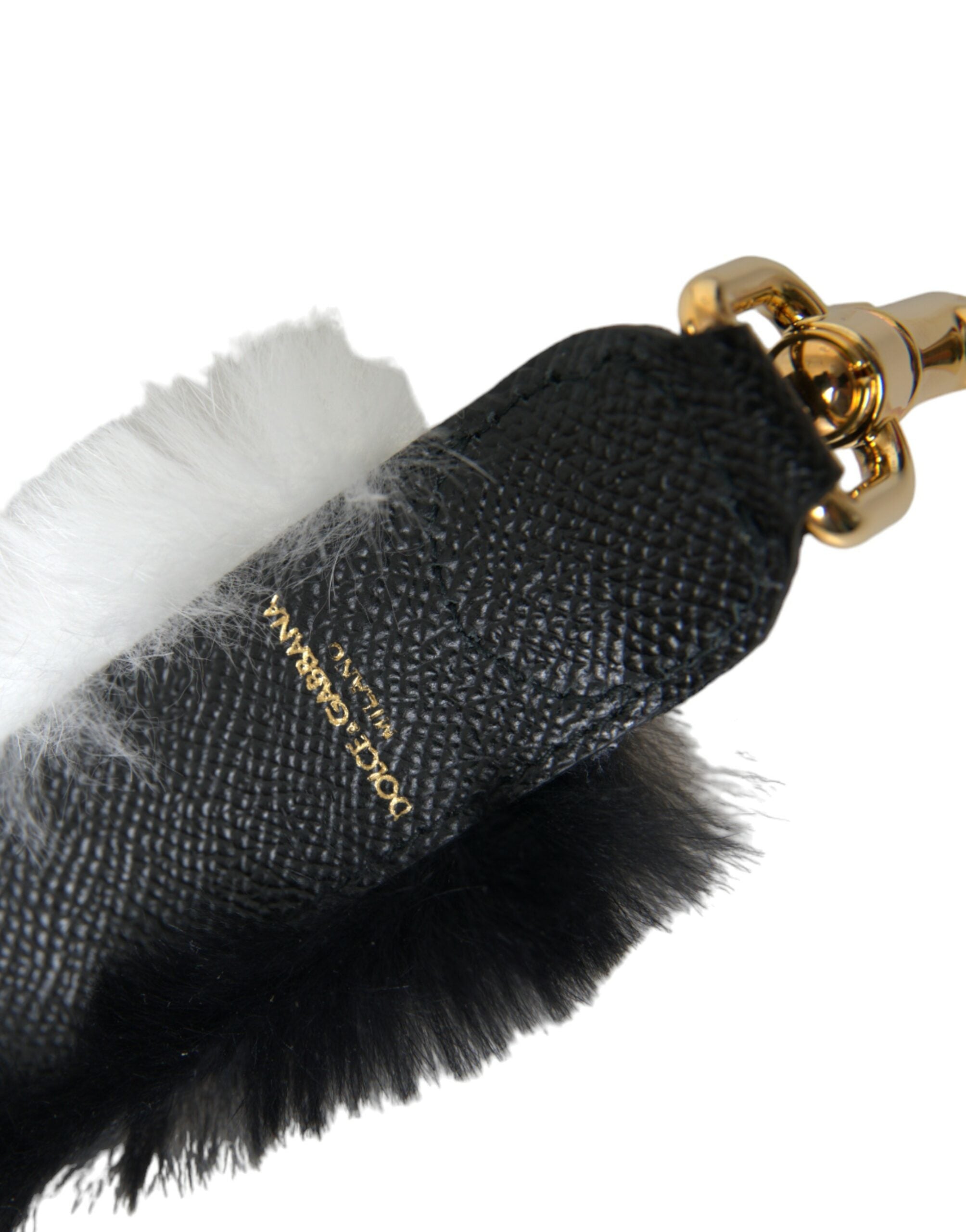 Dolce & Gabbana Black White Lapin Fur Accessory Shoulder Strap Dolce & Gabbana