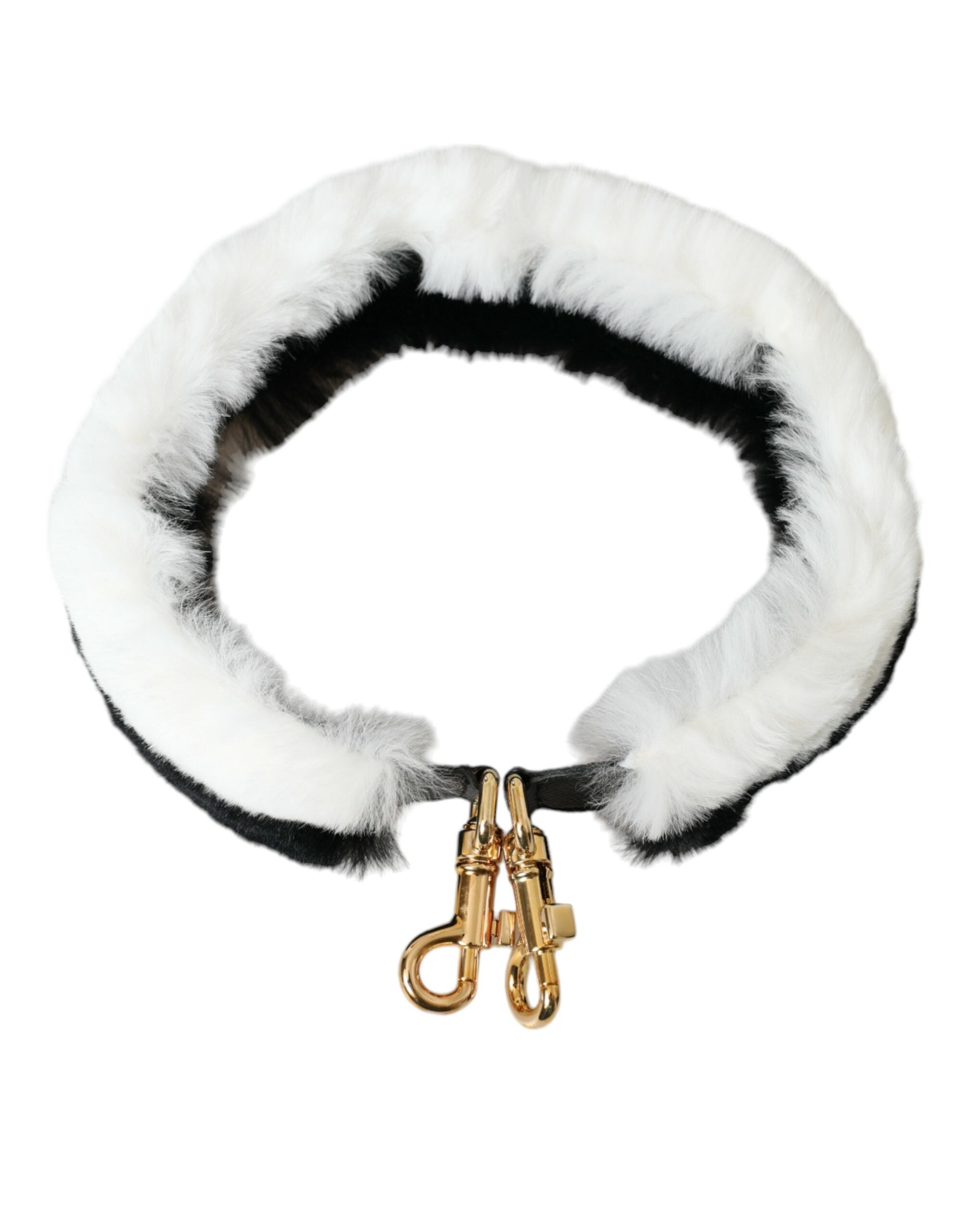 Dolce & Gabbana Black White Lapin Fur Accessory Shoulder Strap Dolce & Gabbana