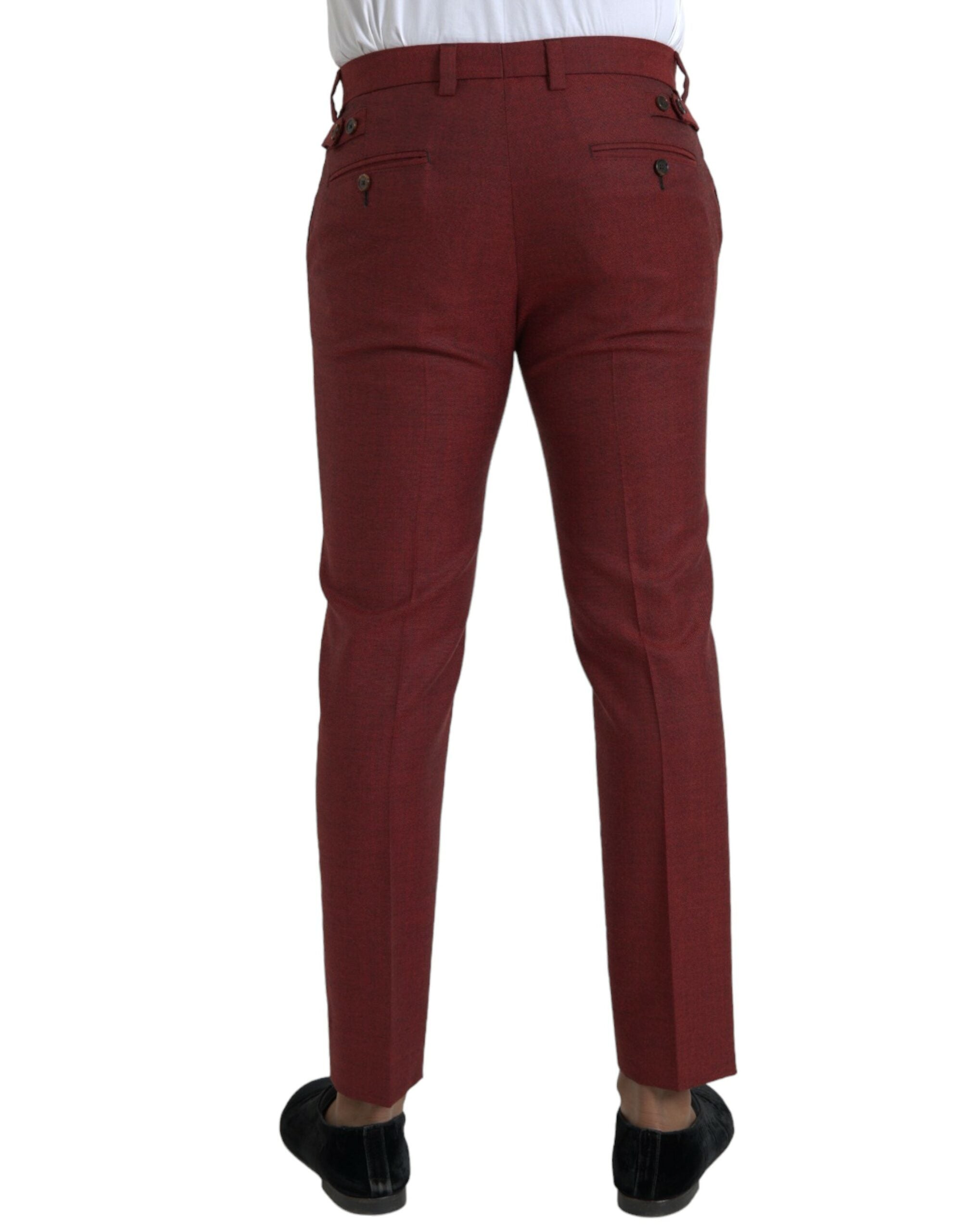 Dolce & Gabbana Maroon Wool Men Skinny Dress Pants Dolce & Gabbana