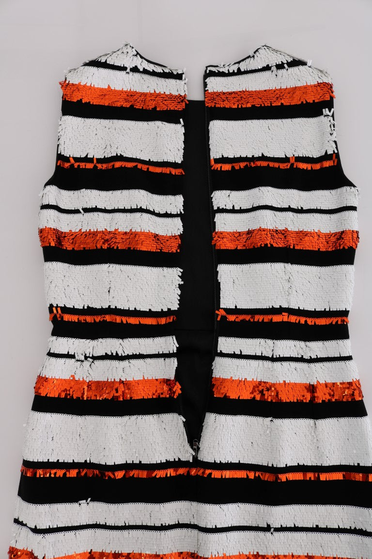 Dolce & Gabbana Multicolored Striped Sequined Stretch Dress Dolce & Gabbana