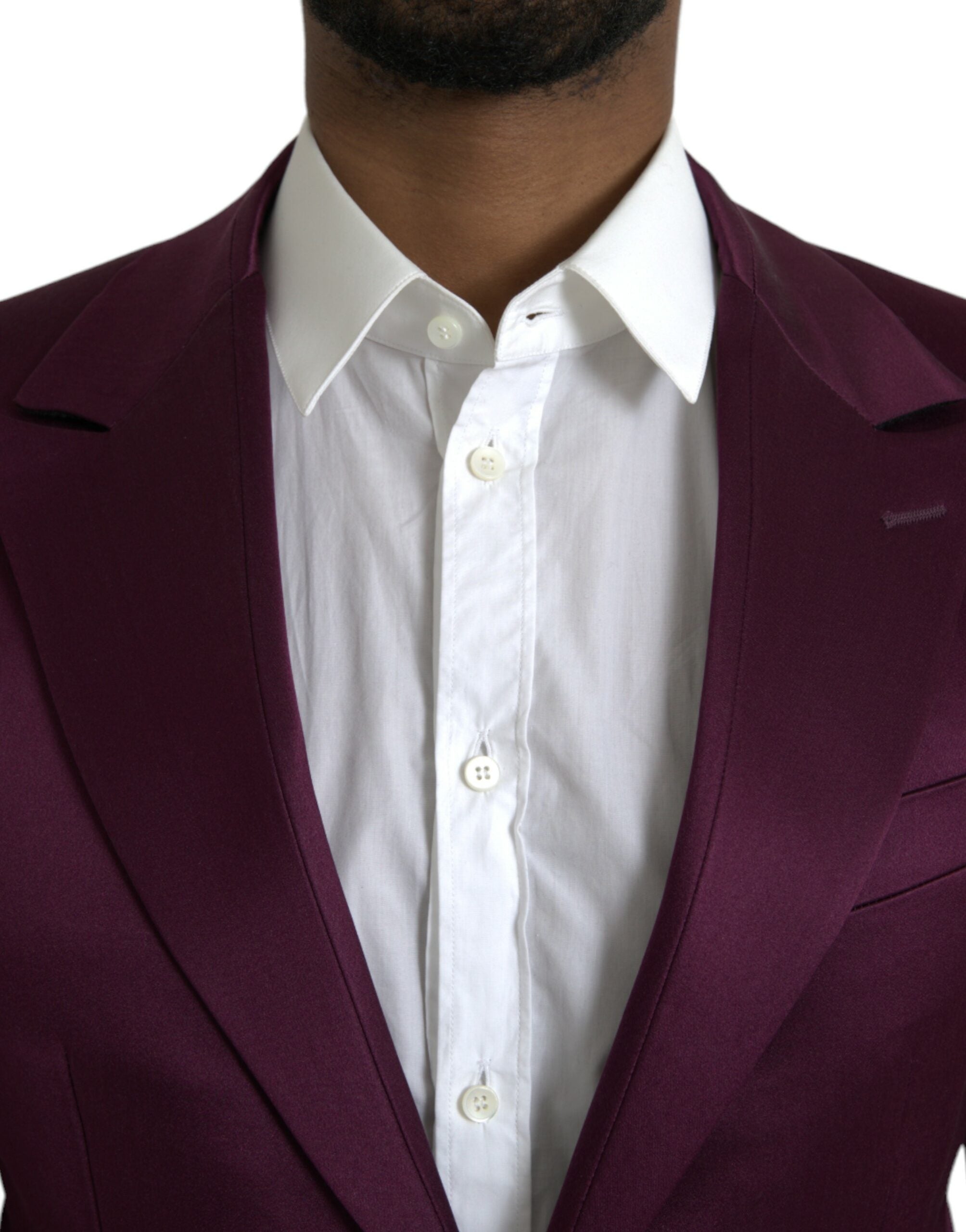 Dolce & Gabbana Maroon Silk Single Breasted Coat Blazer Dolce & Gabbana