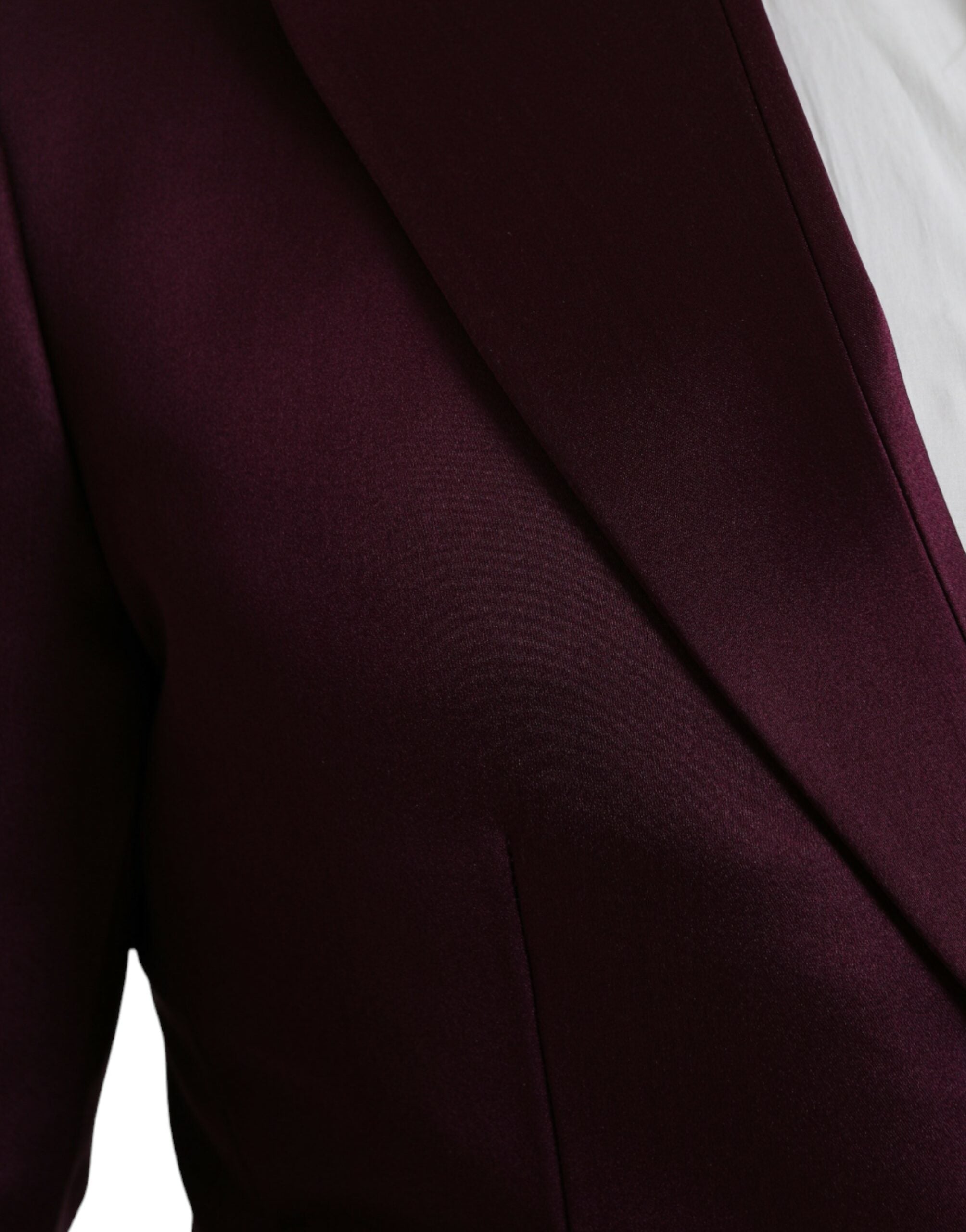 Dolce & Gabbana Maroon Silk Single Breasted Coat Blazer Dolce & Gabbana