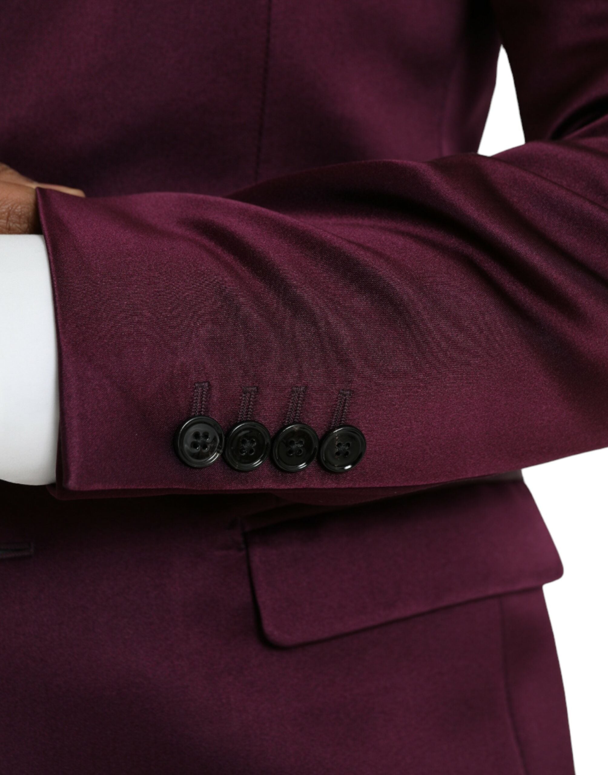 Dolce & Gabbana Maroon Silk Single Breasted Coat Blazer Dolce & Gabbana