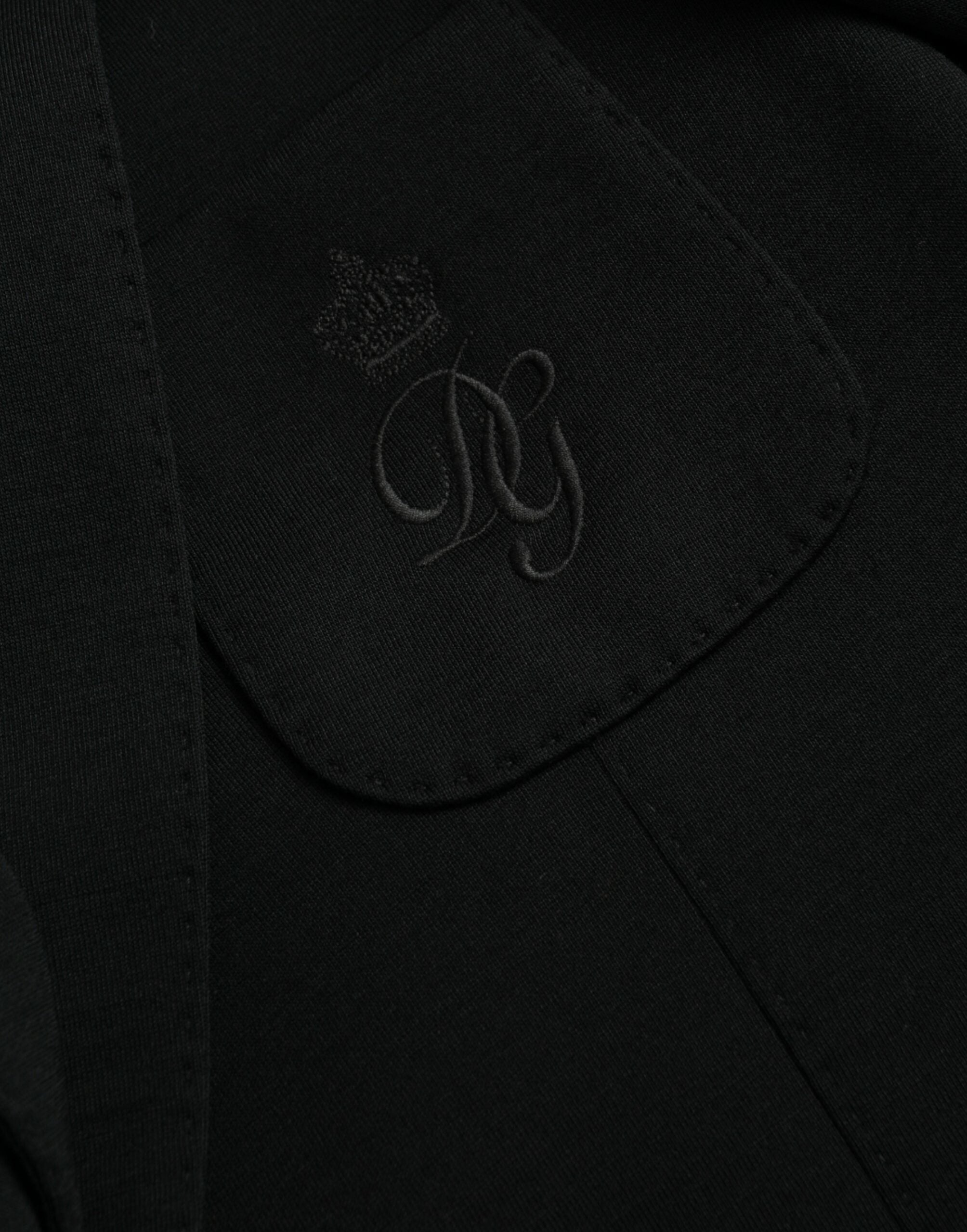 Dolce & Gabbana Black Wool Notch Single Breasted Coat Blazer Dolce & Gabbana