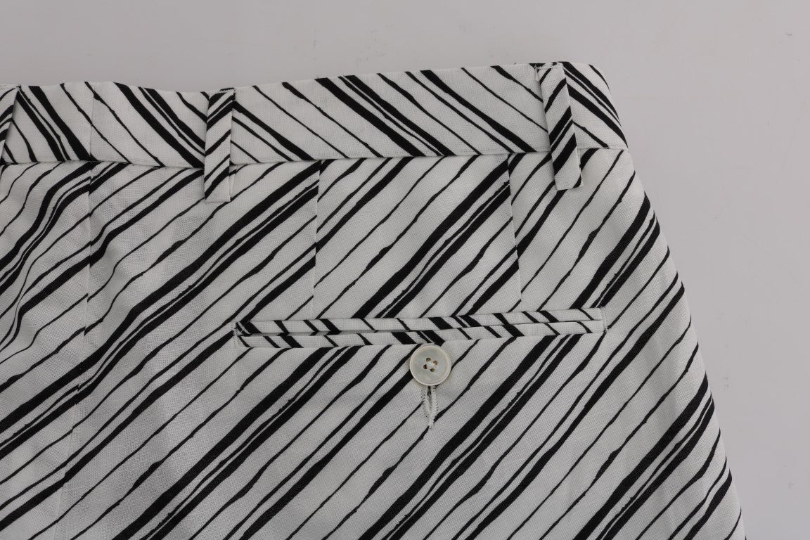 Dolce & Gabbana White Black Striped Casual Shorts Dolce & Gabbana
