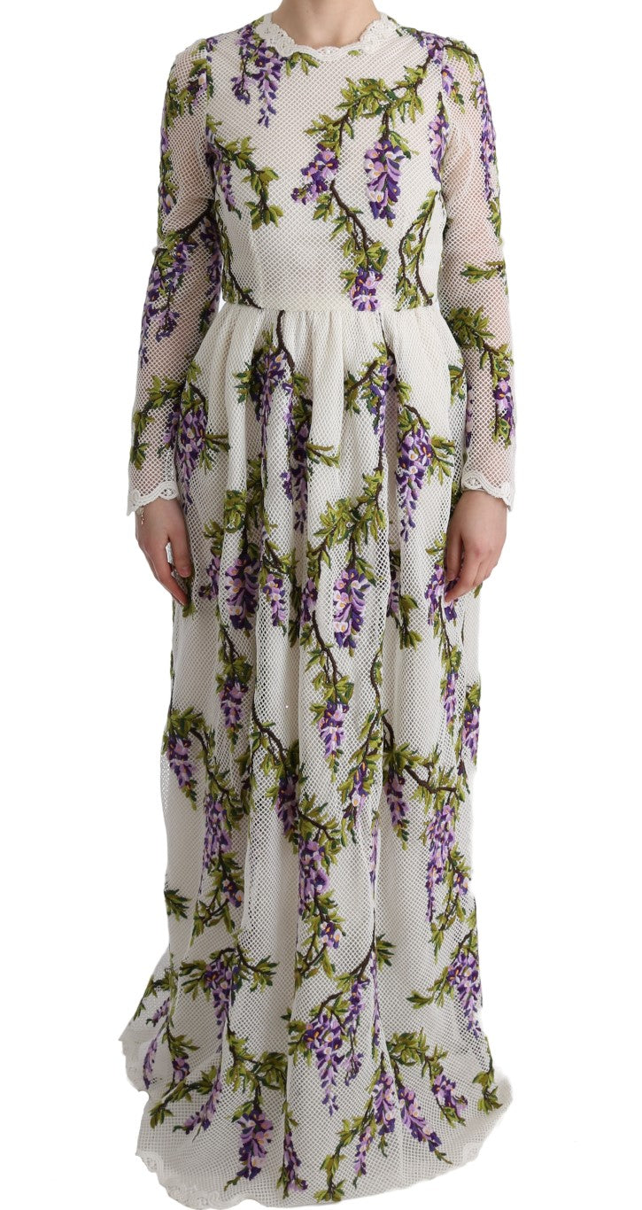 Dolce & Gabbana White Floral Embroidered Maxi Dress Dolce & Gabbana