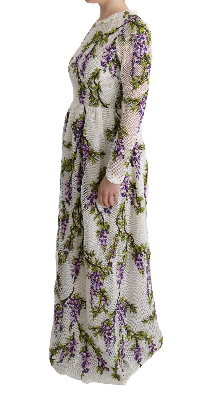 Dolce & Gabbana White Floral Embroidered Maxi Dress Dolce & Gabbana